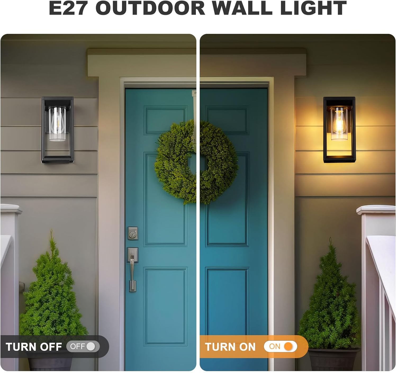 Thumbnail 2 de HARPER LIVING Outdoor Wall Lights Lantern – IP65 Weatherproof Mains E27 Wall Lamp (Black Aluminium, Clear Shade)