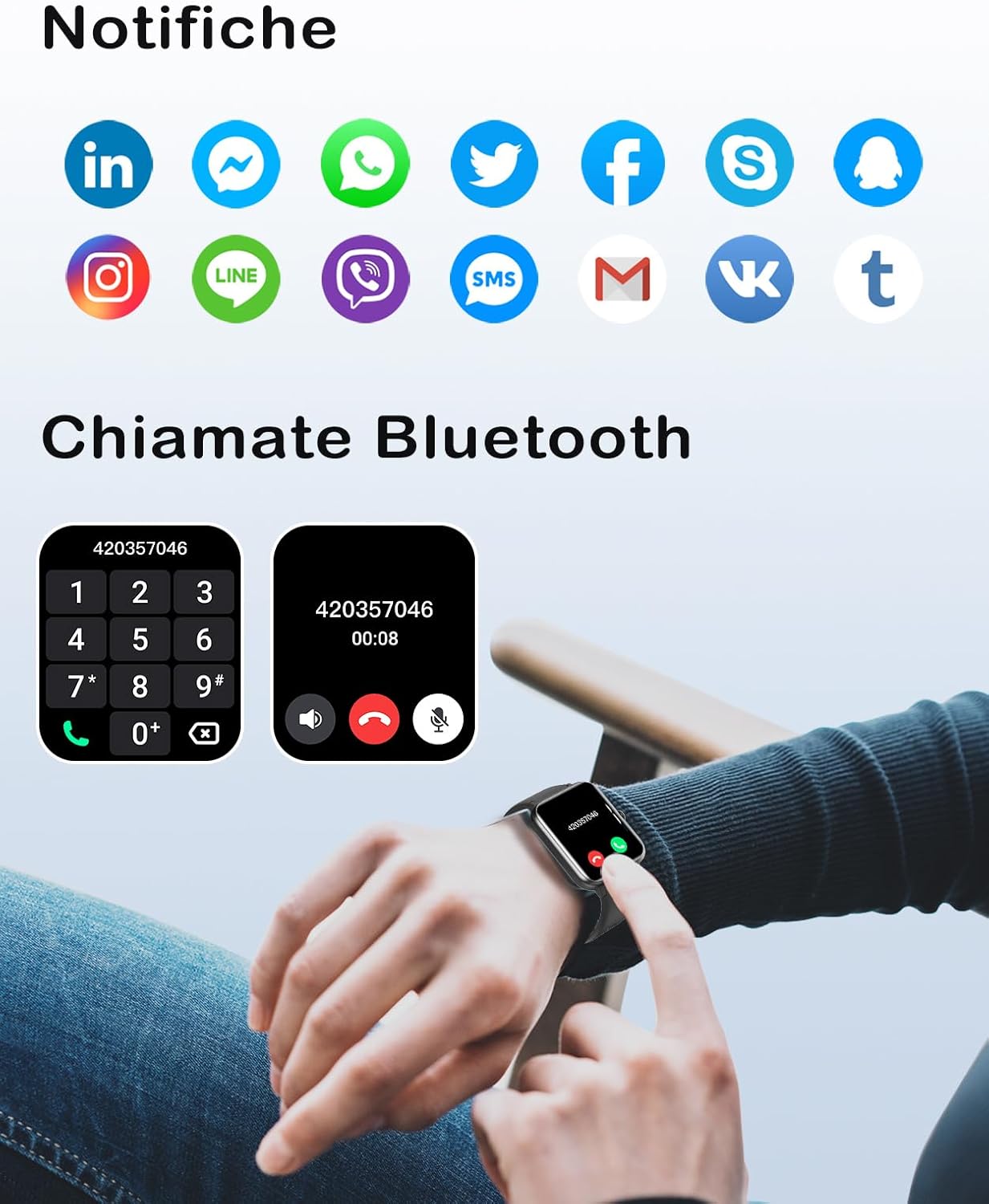 Detalle de GRV Smartwatch Chiamate Bluetooth 100 modalità