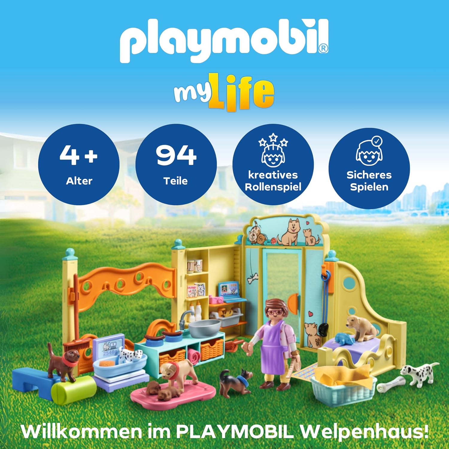 Detalle de PLAYMOBIL Welpenhaus 71743 – Welpenspielzeug ab 4 Jahren