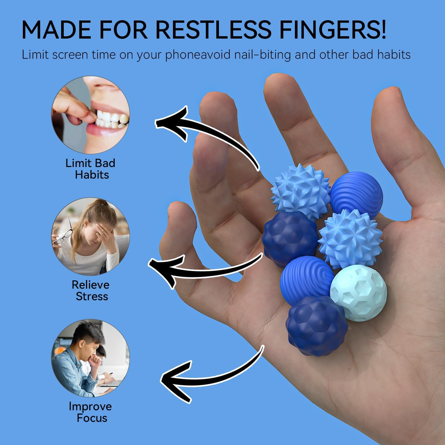 Thumbnail 2 de Magnetische Fidget Balls (8-teilig) aus Silikon – 8PCS Magnetic Fidget Balls in Blau