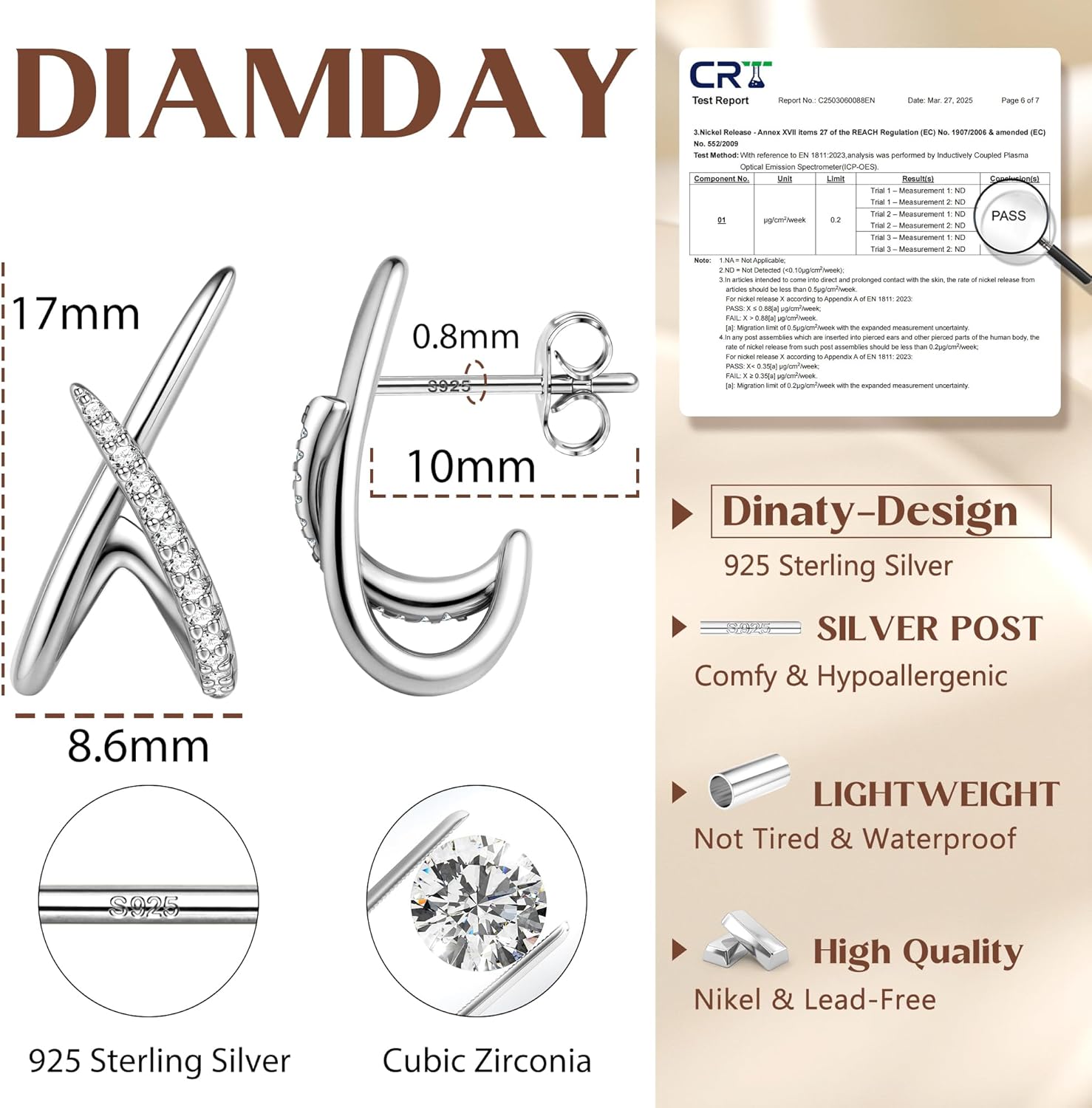 Thumbnail 3 de Diamday Ohrstecker Silber 925 17mm