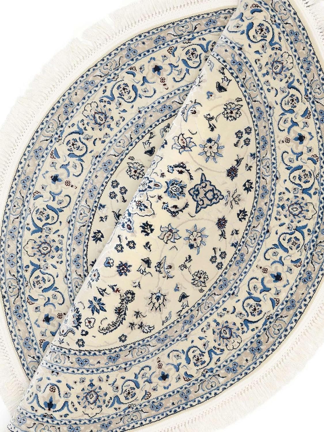 Thumbnail 5 de RugVista Nain Emilia Round Rug, Ø 150 cm, Cream White and Blue