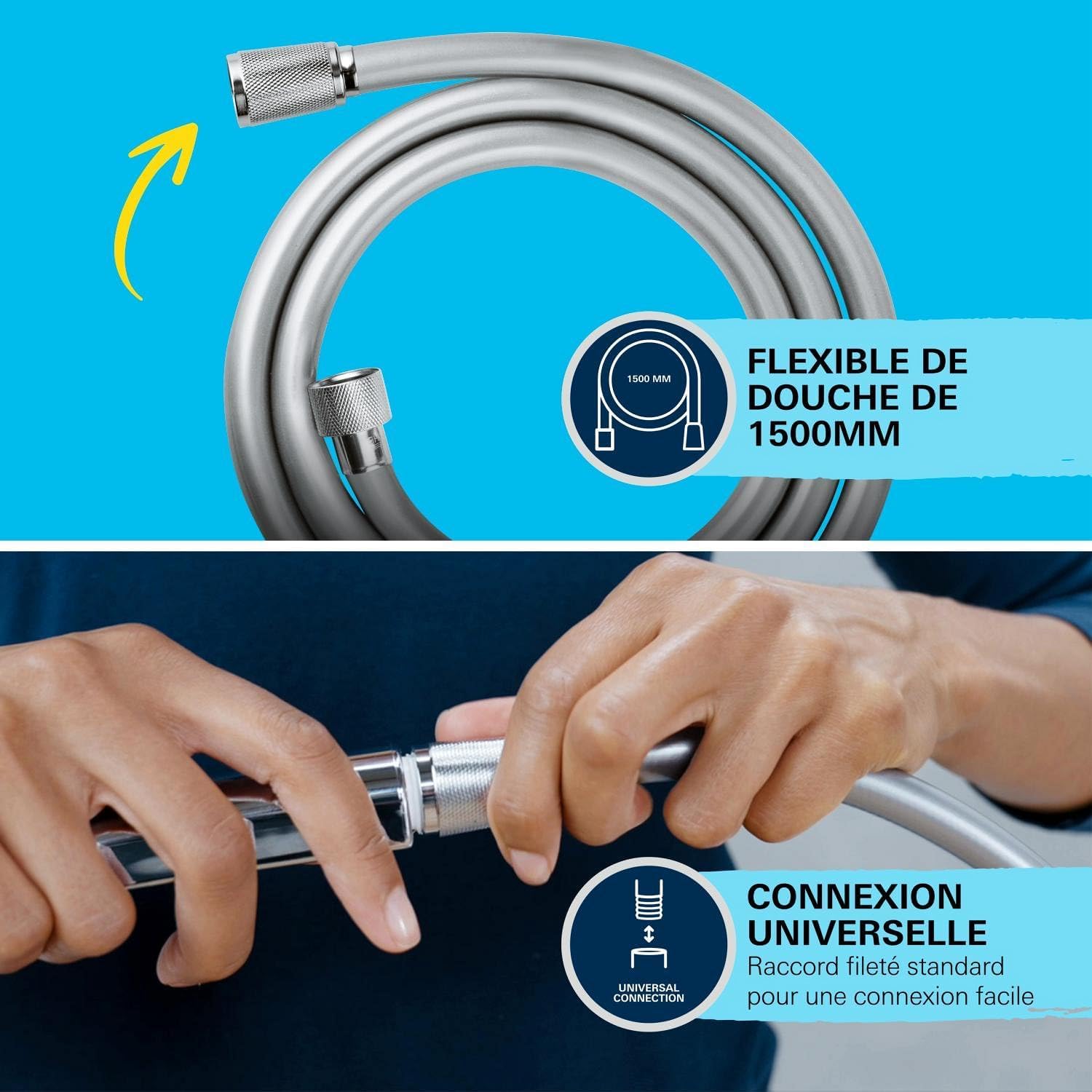Thumbnail 4 de GROHE Vitalio Comfort 110 Ensemble de douche – Pommeau Cube 2 jets et flexible 1,5 m, chrome