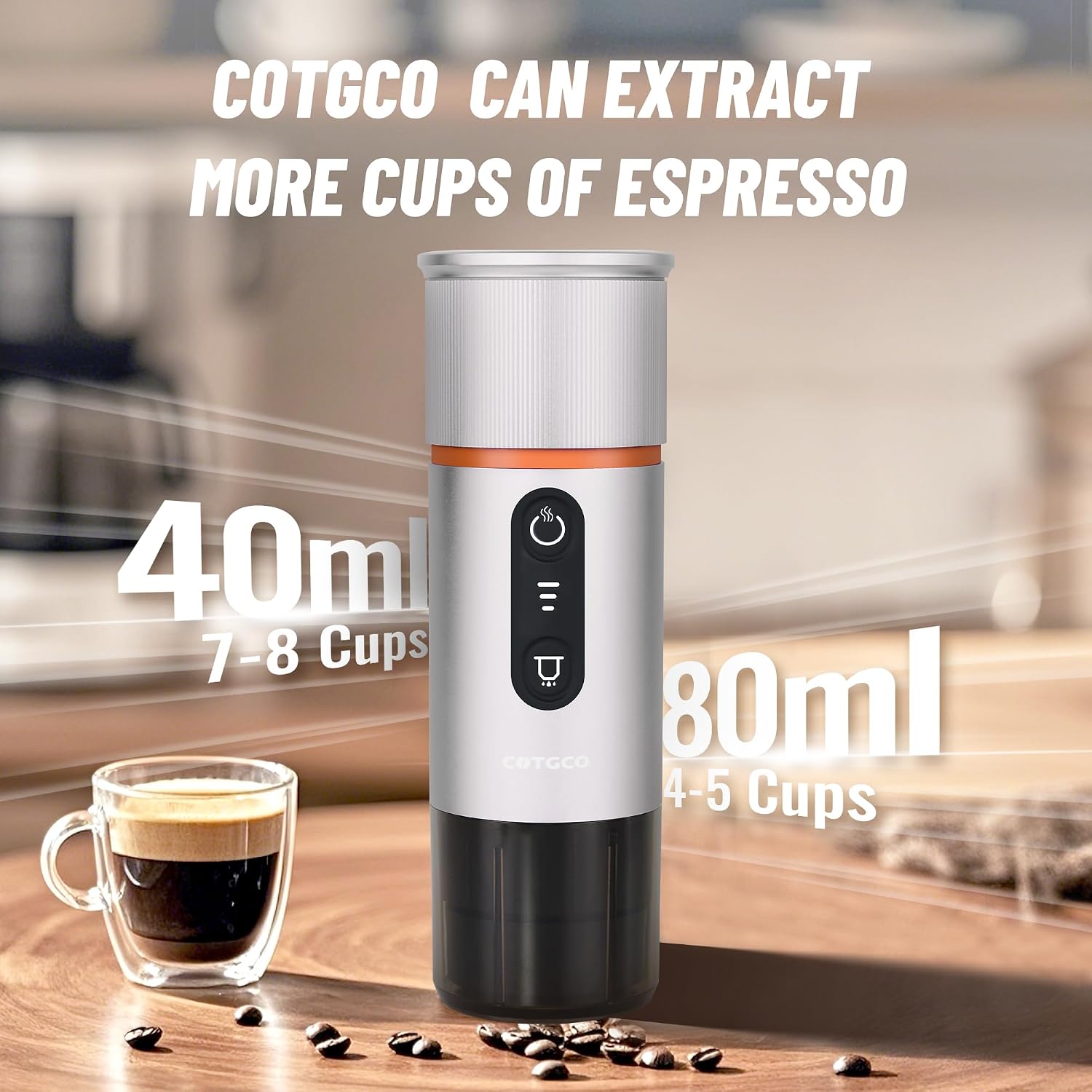 Detalle 2 de COTGCO Cafetera Portátil 12V para Viajar 🚗 - Espresso en Ruta