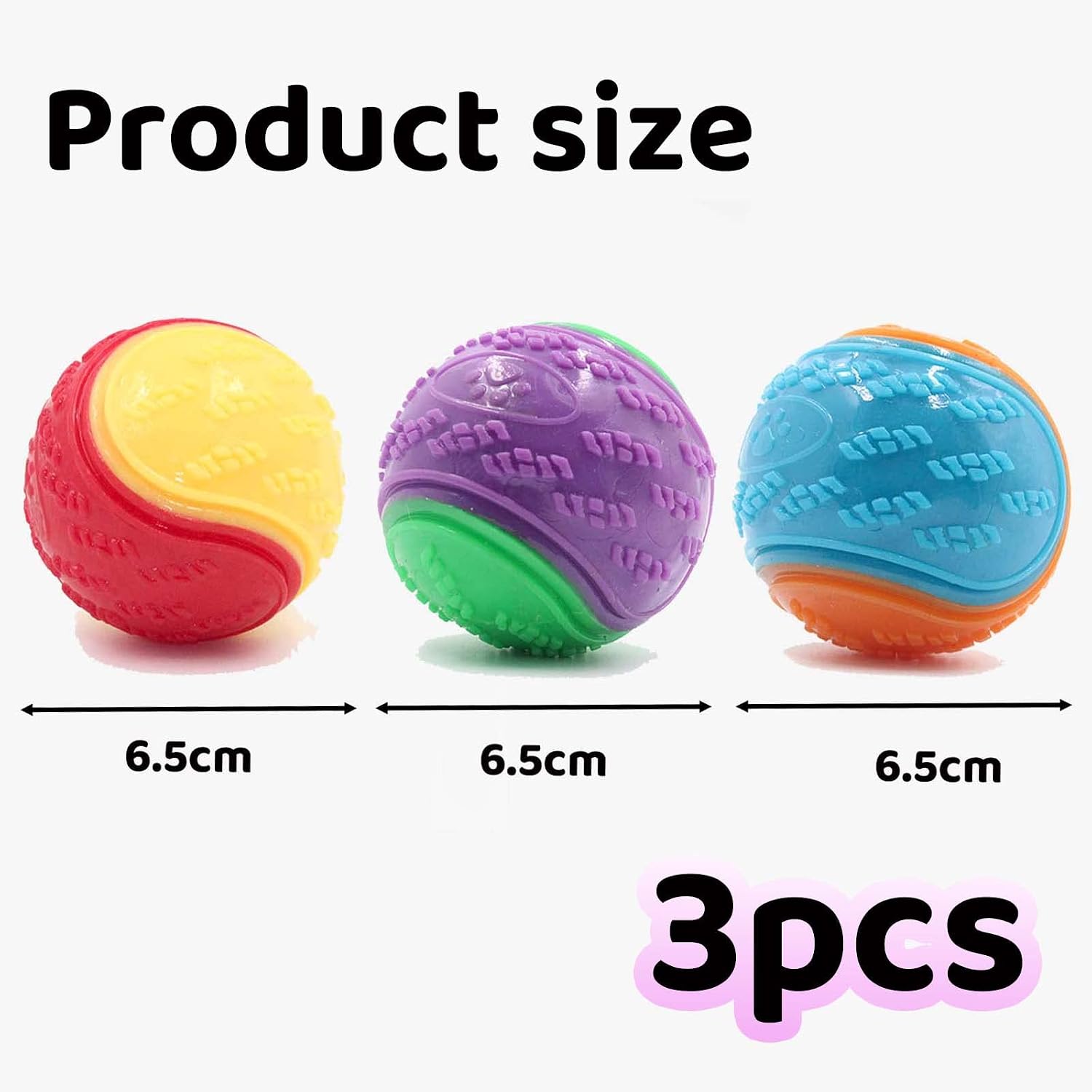 Detalle 2 de Sricam 3Pcs Squeaky Dog Ball – Interactive Chew Toys for Teeth Cleaning and Training