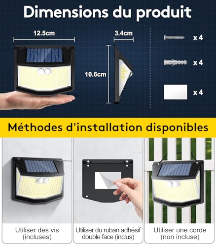 Thumbnail 4 de Lampe Solaire Extérieure Détecteur de Mouvement – 248 LED, CZHHMART
