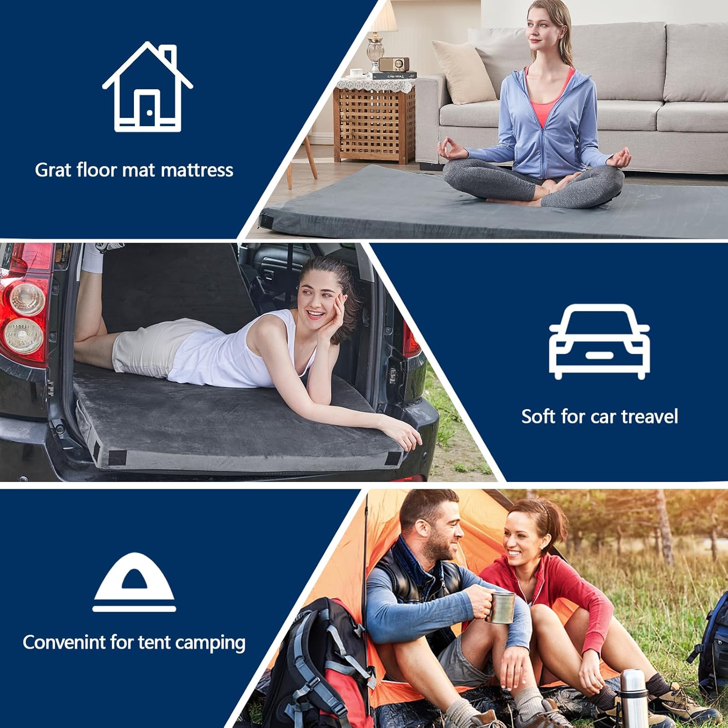 Detalle 2 de CYMULA Memory Foam Camping Mattress Pad 1️⃣