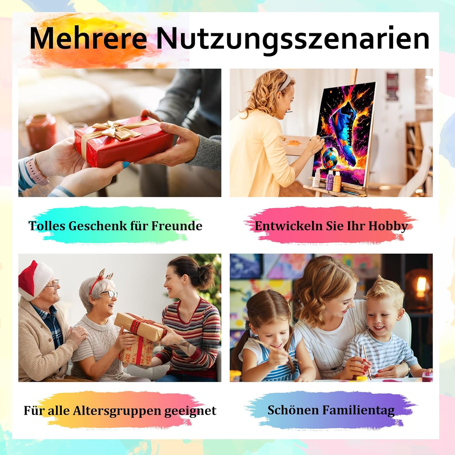 Detalle de Miquans Art Malen nach Zahlen Erwachsene Fußball (40x50 cm) – DIY Paint-by-Numbers für Wanddeko