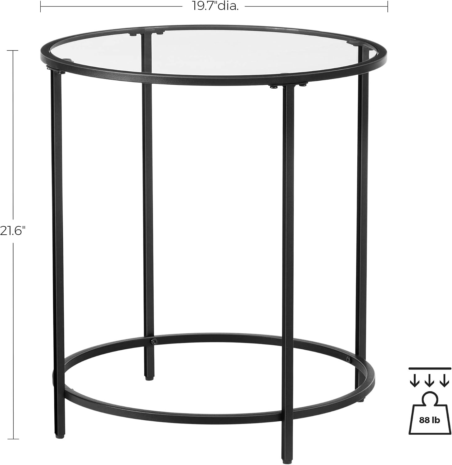 Thumbnail 2 de VASAGLE Round Side Table with Tempered Glass