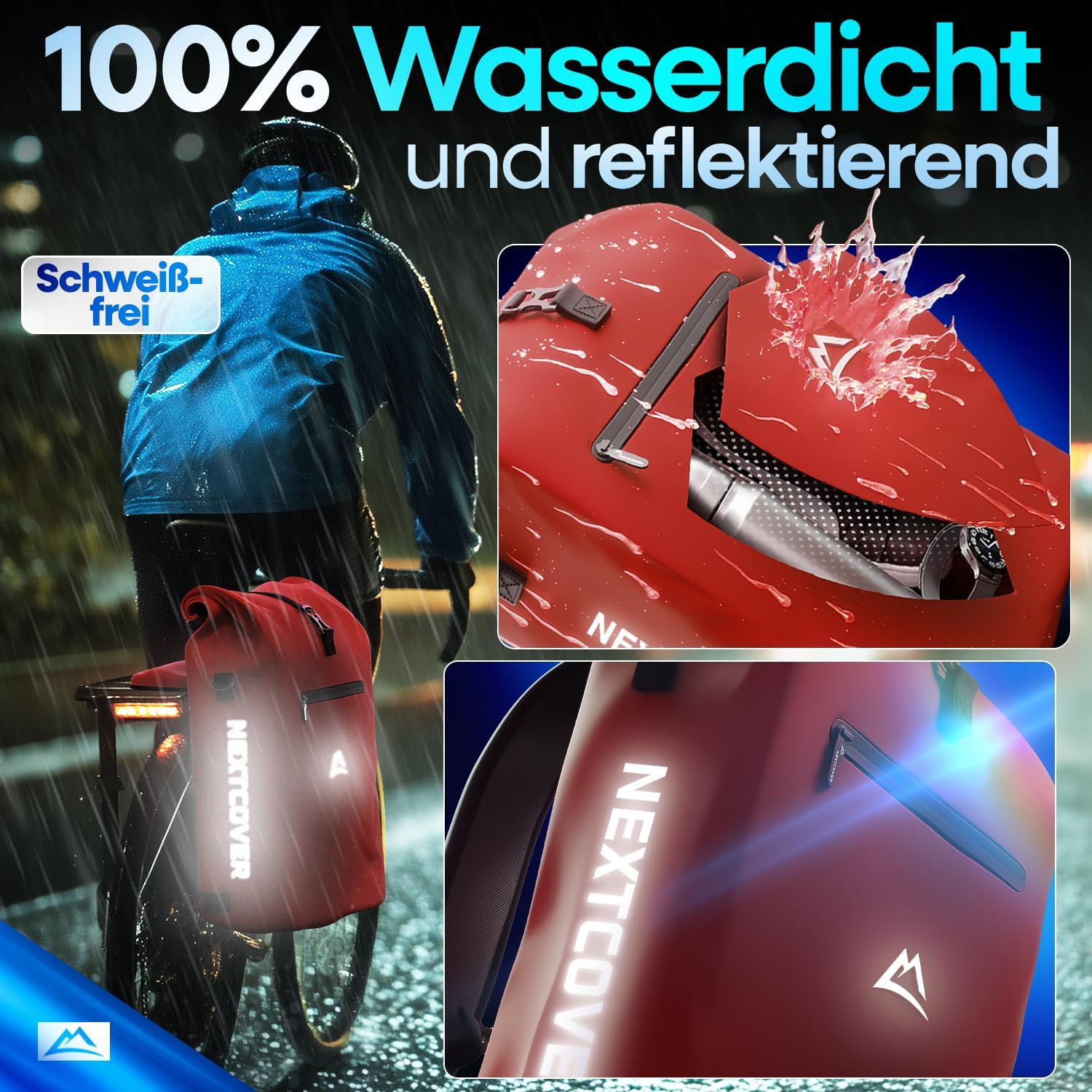 Thumbnail 4 de Nextcover® NEU 3in1 Fahrradtasche für Gepäckträger (PVC-frei) – 25L wasserdicht als Rucksack, Umhängetasche & Gepäckträgertasche
