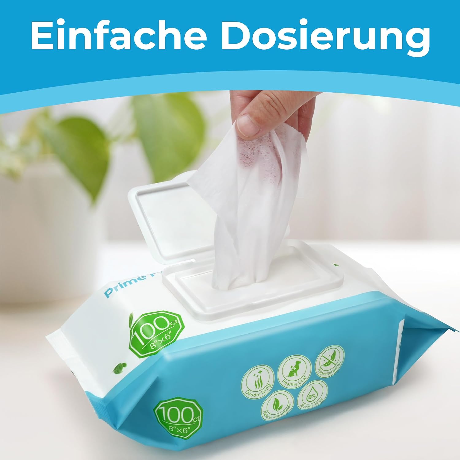 Thumbnail 4 de PrimePets Feuchttücher Hund & Katze – unparfümierte Pflegepads (6×100 Stück) für Hände, Pfoten, Gesicht und mehr