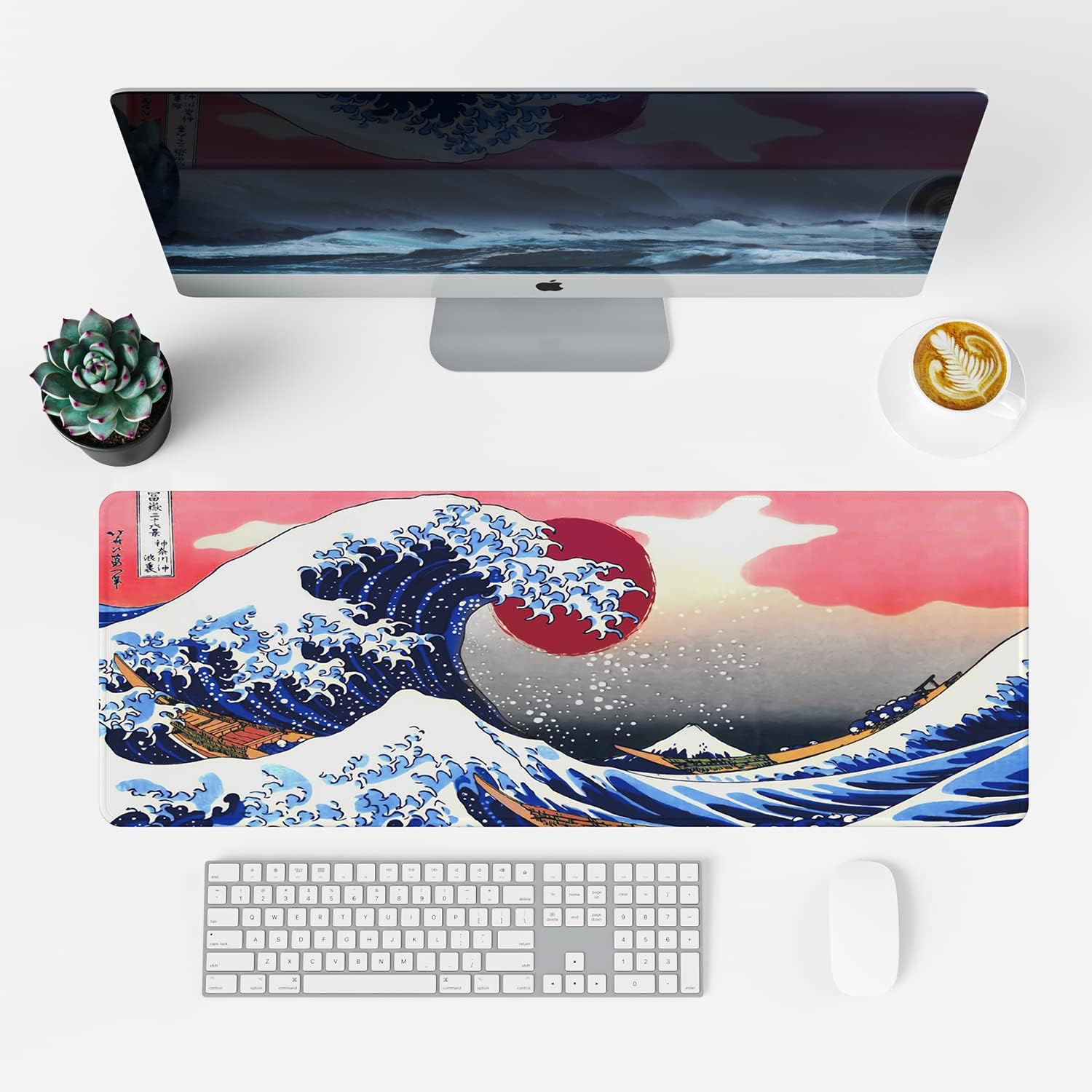Detalle de EFISH Japan Art Kanagawa Surfing Mouse Pad (31.5 × 11.8 inches) XL