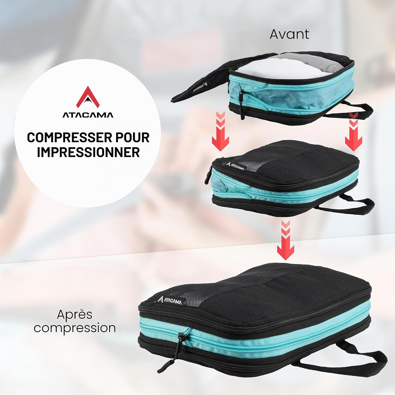 Thumbnail 1 de ATACAMA Lot de 8 cubes de compression – organiseurs de voyage compressibles pour valise et sac à dos