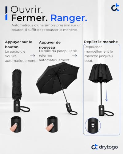 Detalle 1 de Parapluie pliant drytogo : compact, automatique et proposé en trois diamètres