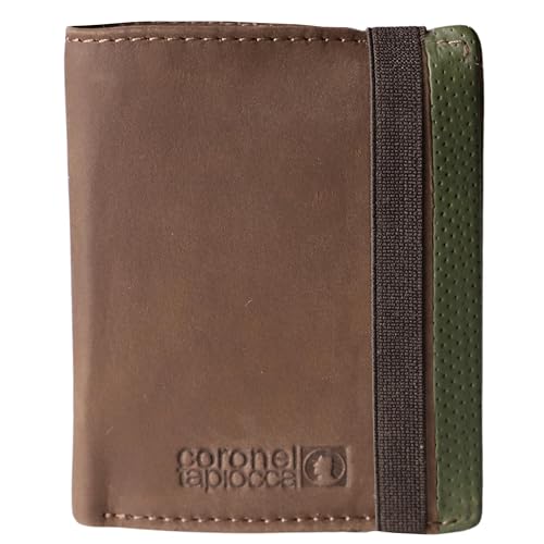Detalle de Cartera Aladino Marrón de Coronel Tapiocca para Hombre: 6 ranuras, monedero y compartimentos
