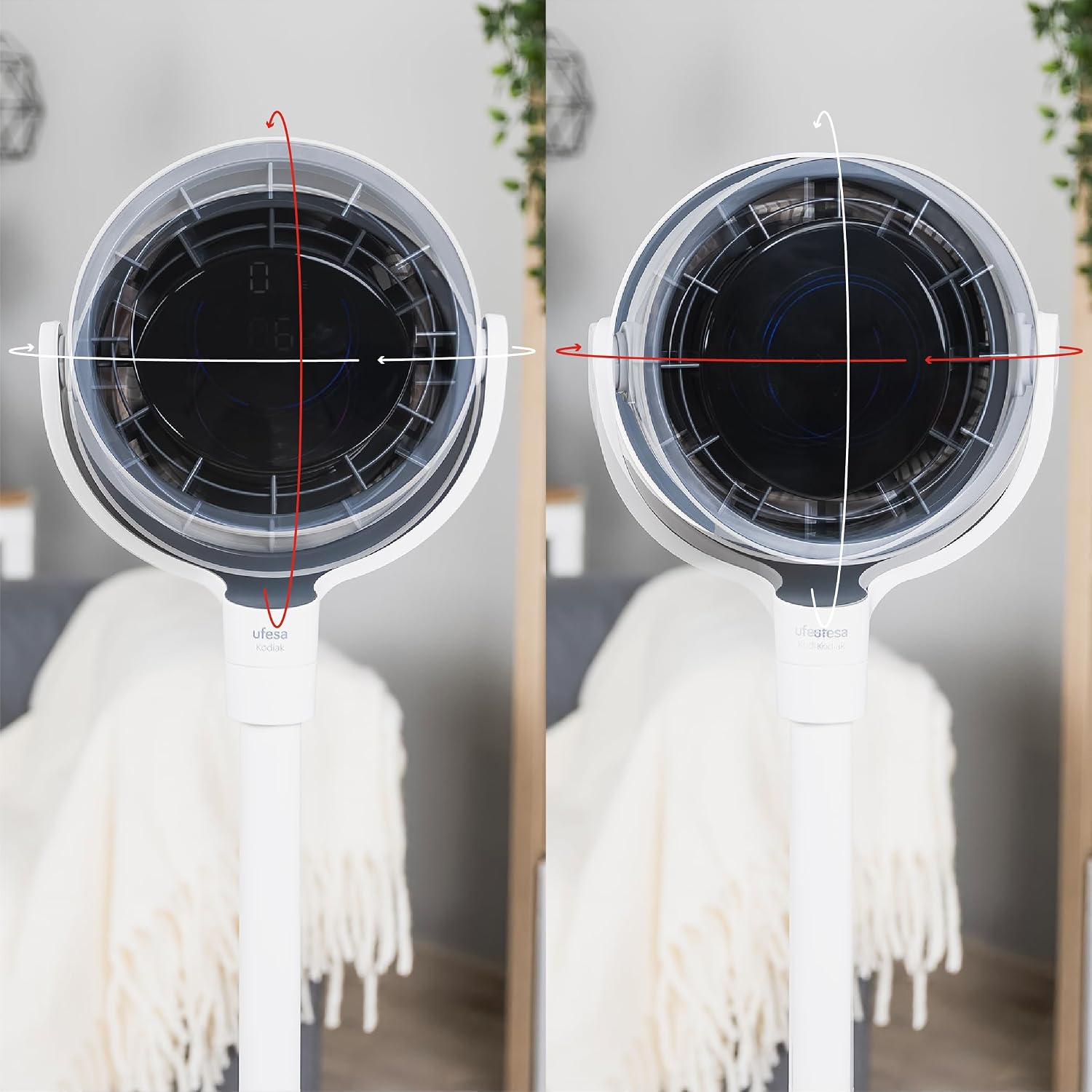 Detalle de Ufesa Kodiak SilentAirMotion Circulateur d’Air 3D – Ventilateur 24W avec Oscillation 3D et Écran LCD