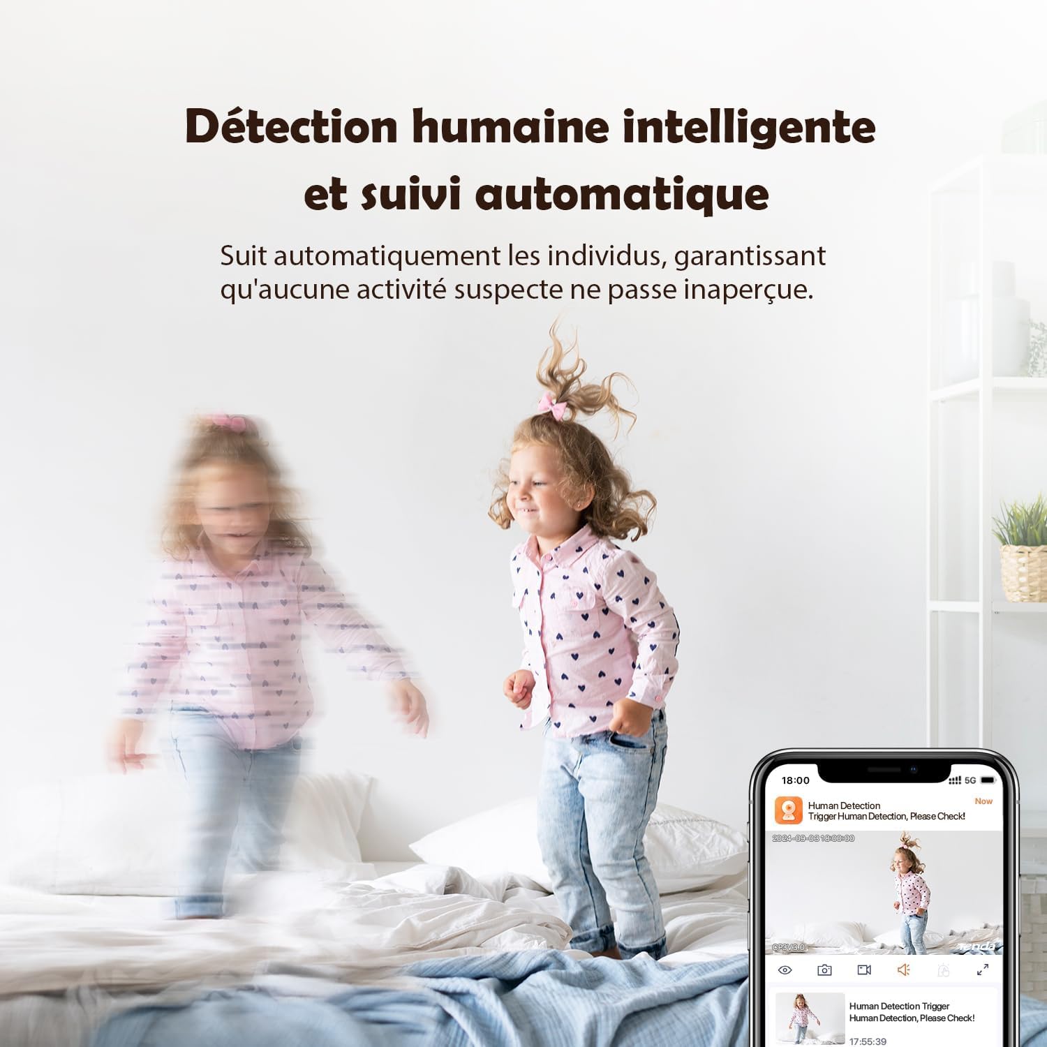Thumbnail 4 de Tenda Caméra de Sécurité Intérieure 2K CP3 V3.0 Noire – 360° avec Audio Bidirectionnel, Vision Nocturne et Détection de Mouvement