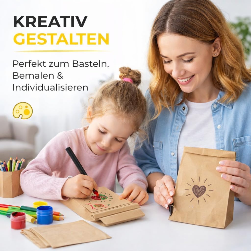 Detalle de 50x braune Kraftpapiertüten EXTRA STARK (20 x 13 cm) – als DIY Adventskalender & Geschenktüten