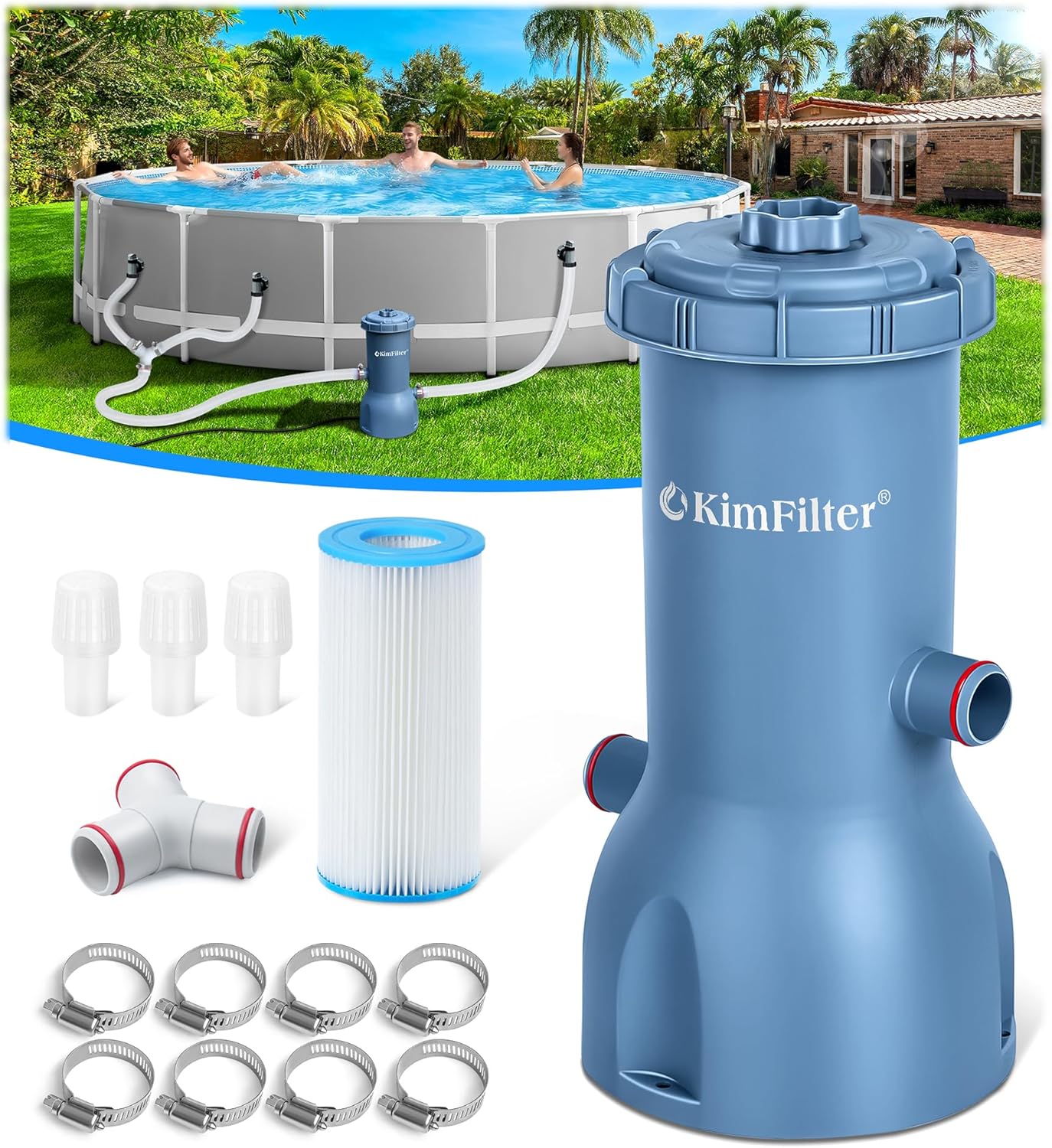 Detalle de KimFilter Pro Series 1000 GPH Above Ground Pool Filter Pump