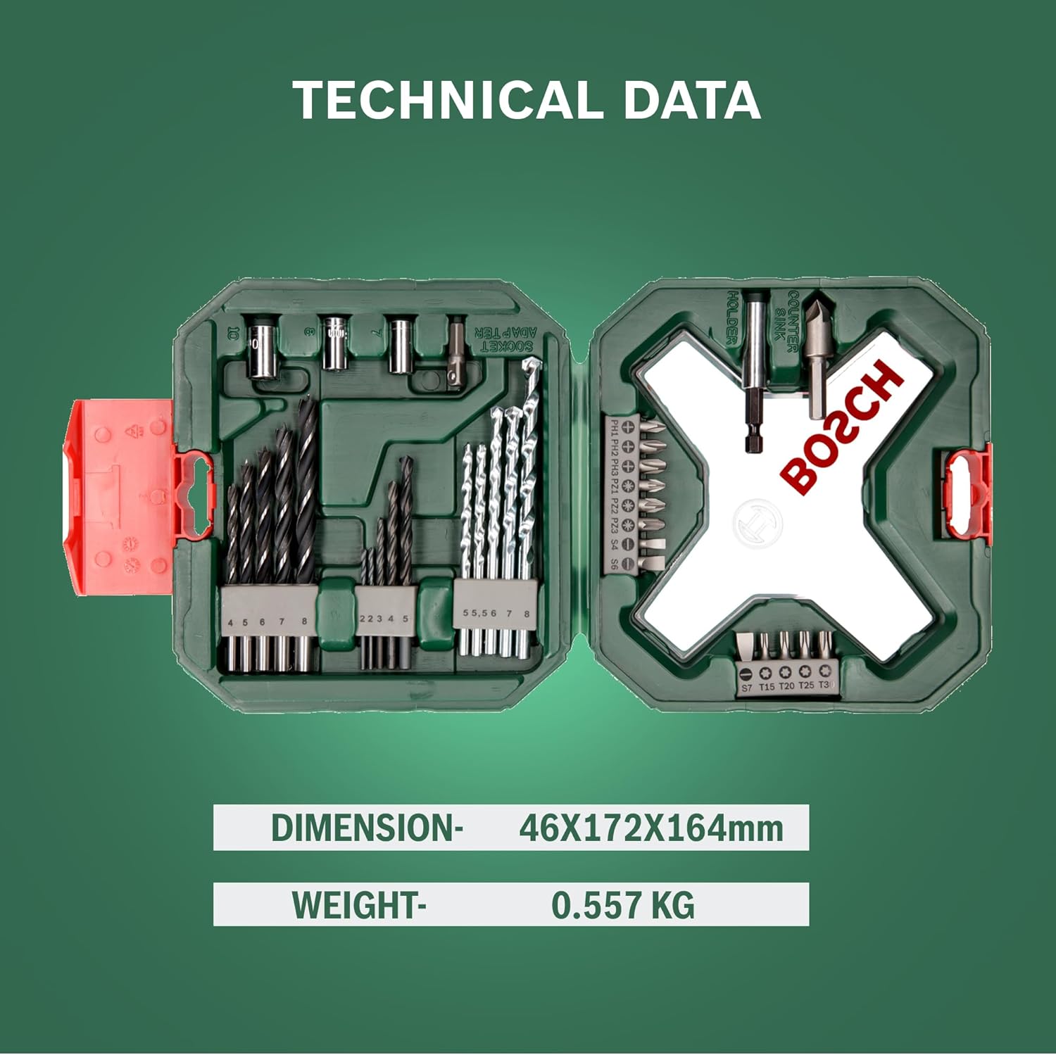 Thumbnail 3 de Bosch 34 pièces : ensemble de forets et tournevis en titane X-Line pour bois, pierre et métal
