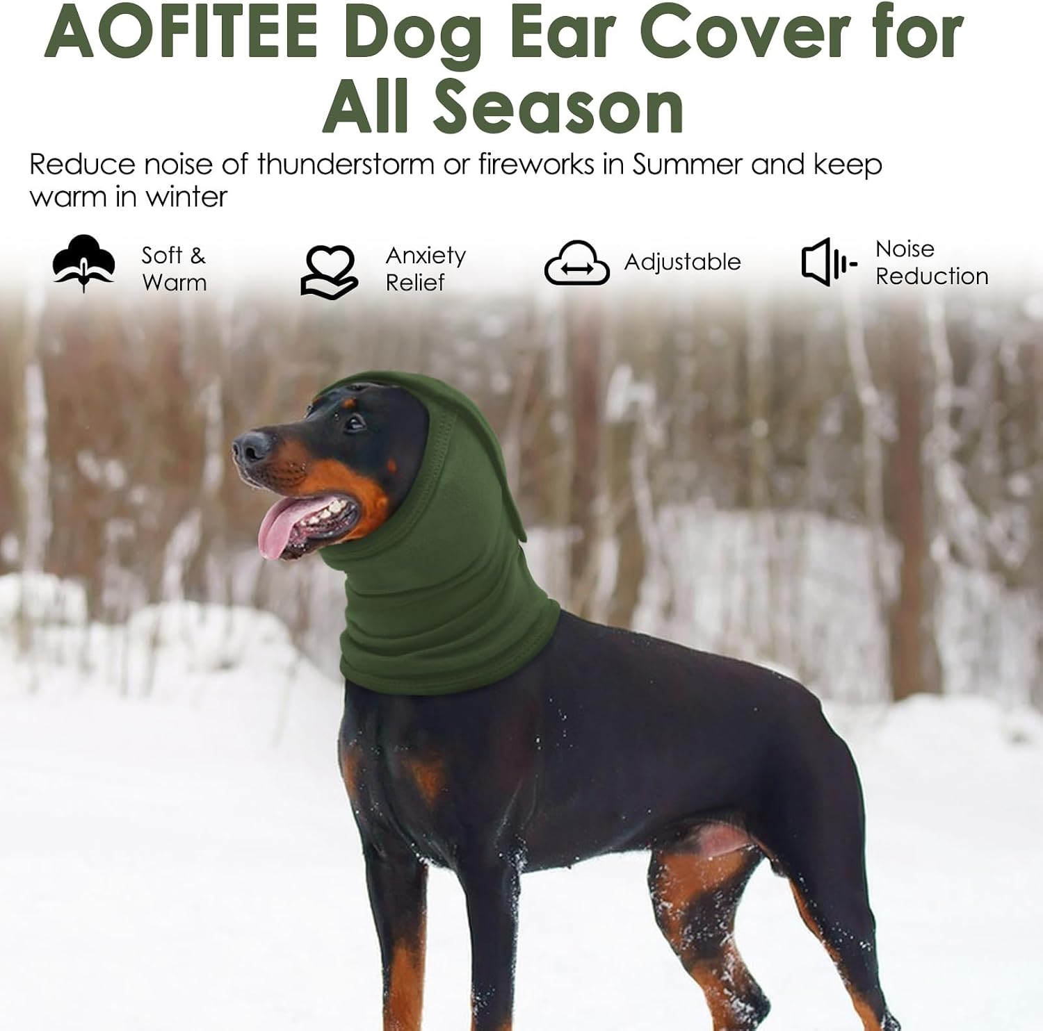 Detalle de AOFITEE Dog Calming Hoodie: Soft, Adjustable Noise-Protection Head Wrap for Anxiety Relief