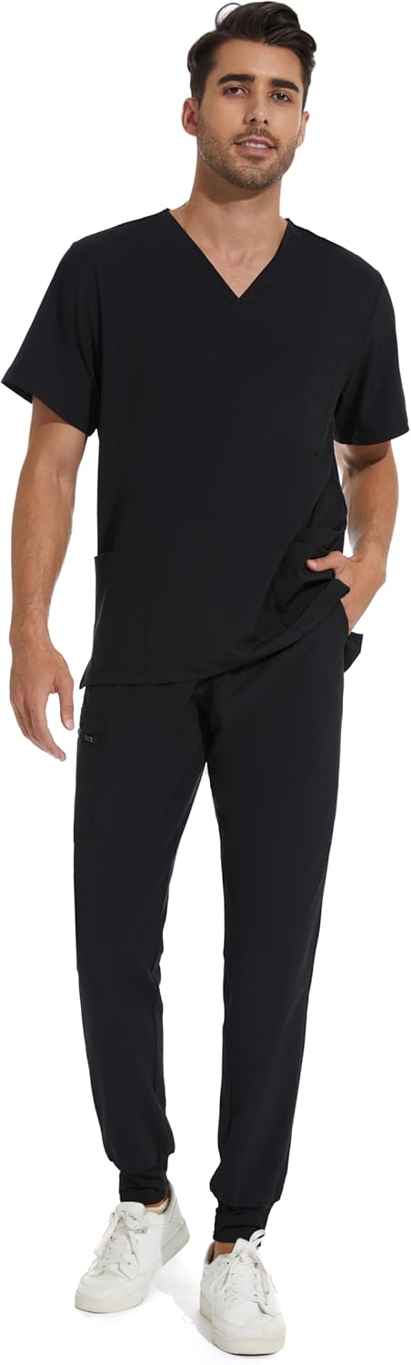 Thumbnail 6 de COZYFIT Men Scrubs Set (V-Neck Top & Yoga Jogger Pants) with 8 Pockets