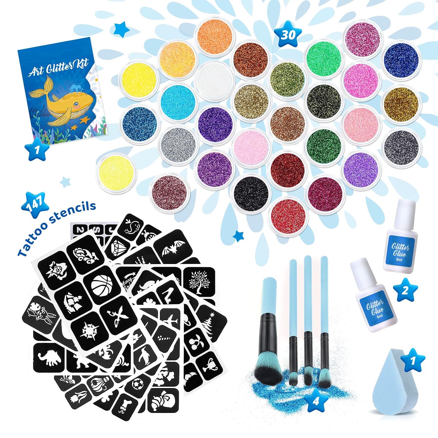 Thumbnail 1 de Bledras Glitzer Tattoo Set Kinder 30 Farben