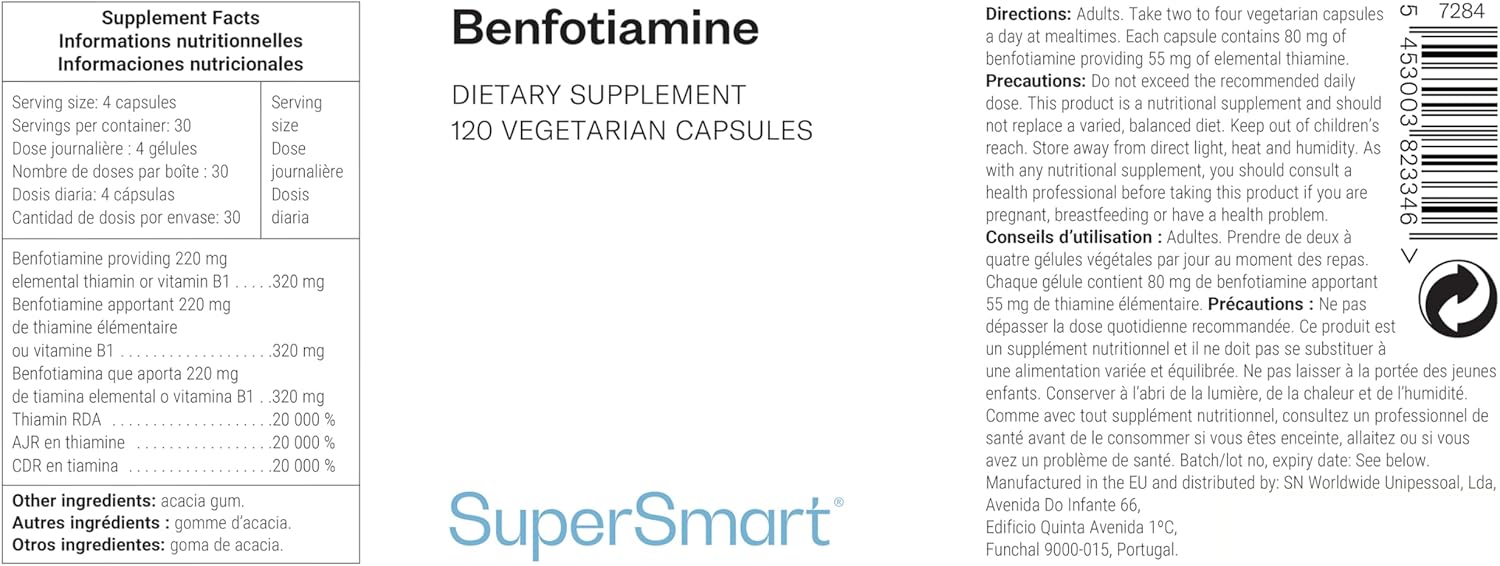 Thumbnail 1 de Benfotiamine – Vitamine B1 (Supersmart), vegan et sans gluten