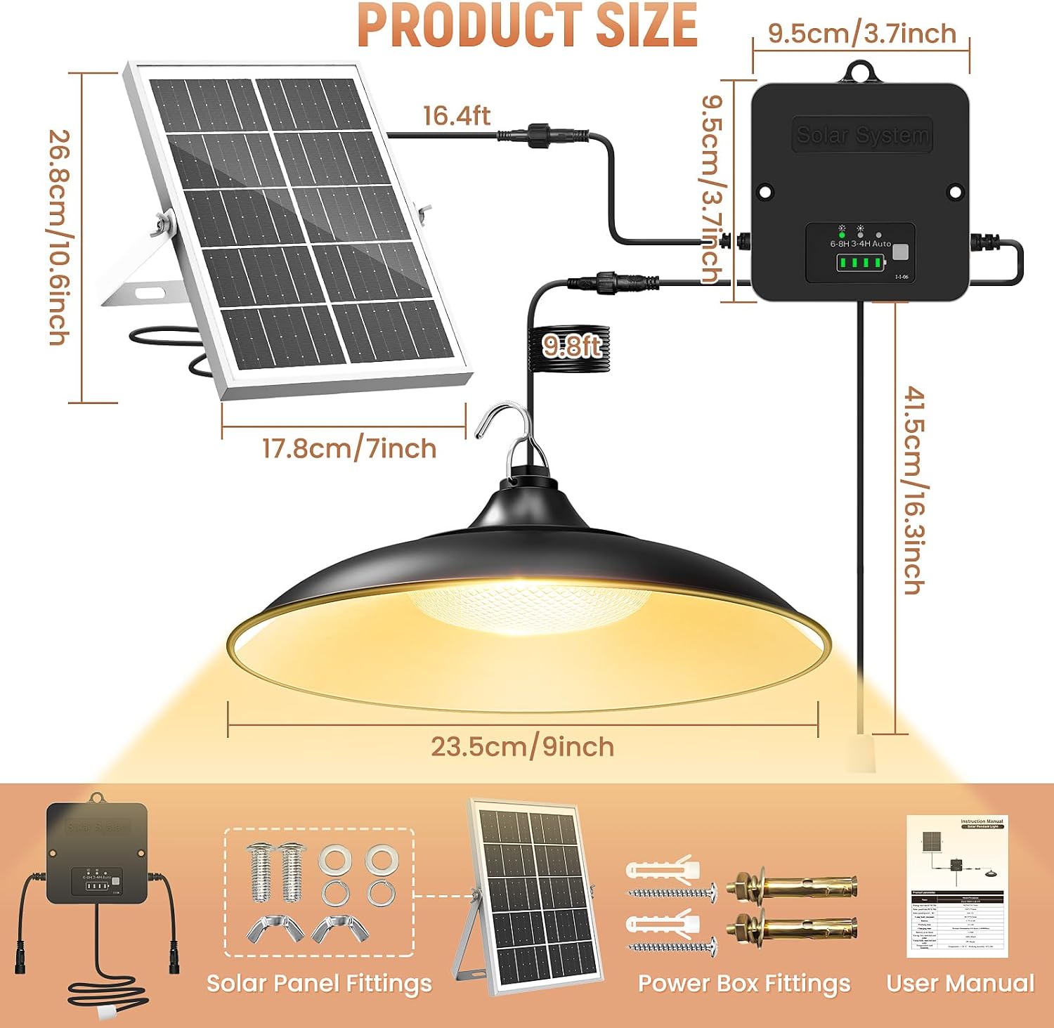 Thumbnail 6 de APILAB Solar Shed Pendant Light, 2000LM, 3000K, 3 Modes, IP65