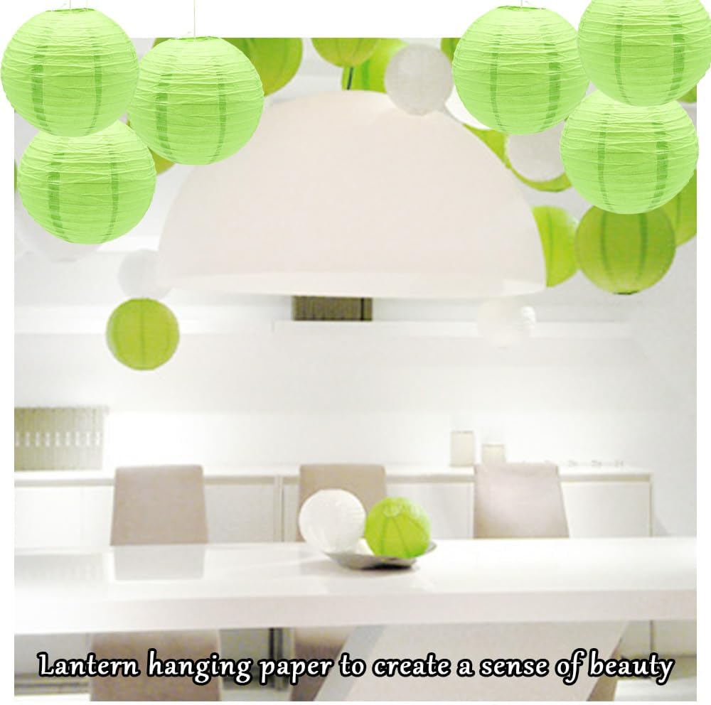 Thumbnail 4 de Ruidee 6-pack Green 12in Round Hanging Paper Lanterns for Birthday, Wedding & Parties