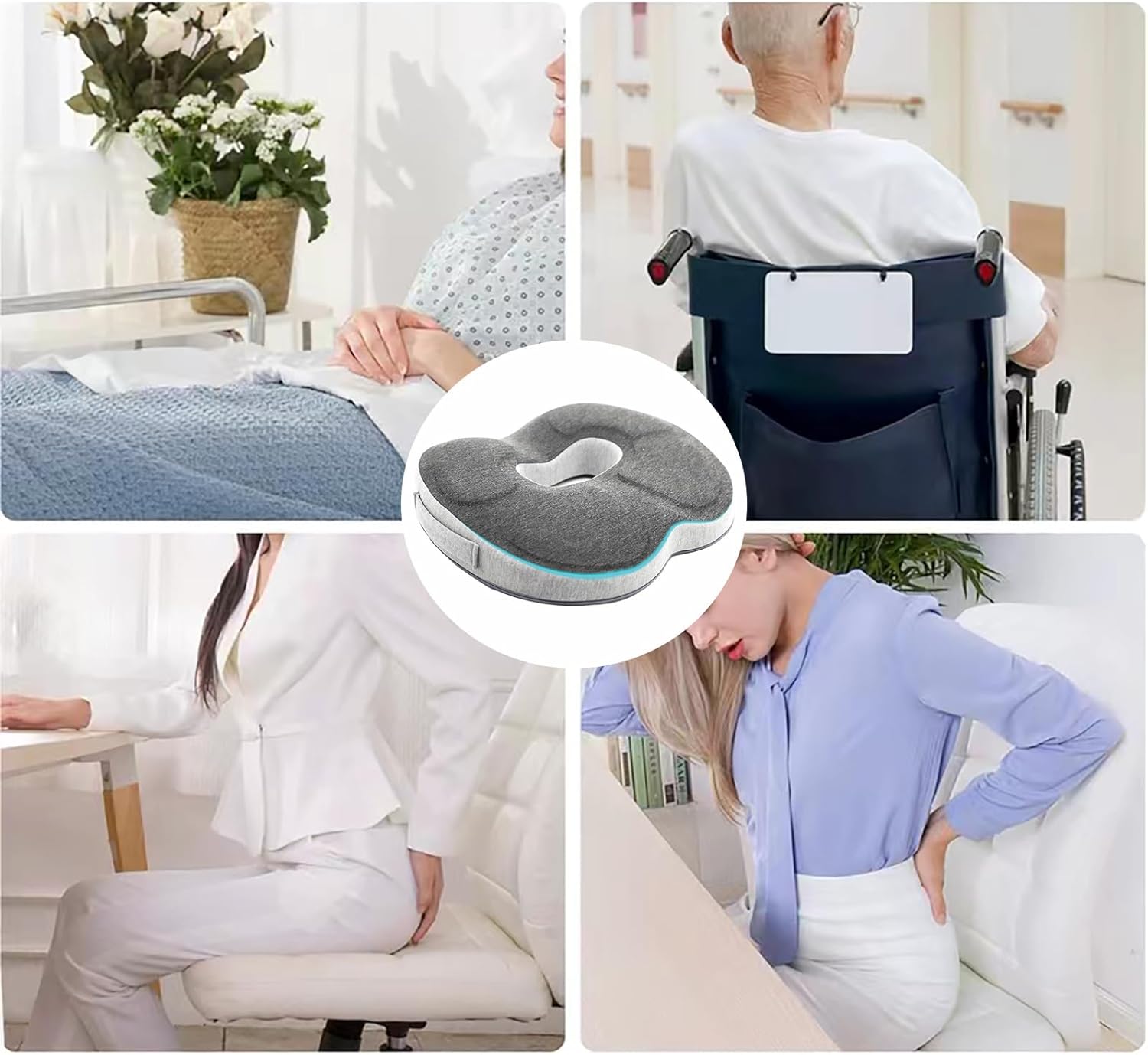 Thumbnail 6 de Auoketuo Anti-Dekubitus-Stuhlkissen – Orthopädisches Donut-Kissen mit 12 cm Loch für Büro, Auto und Rollstuhl