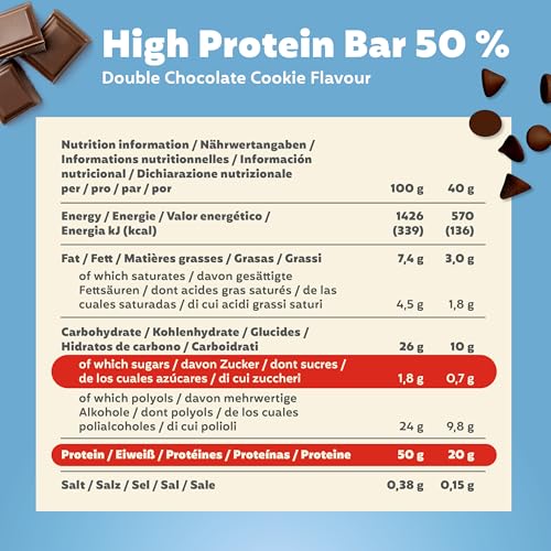 Thumbnail 6 de Premier Protein High Protein Bar 50% Double Chocolate Cookie (16x40 g), baja en azúcar y baja en carbohidratos