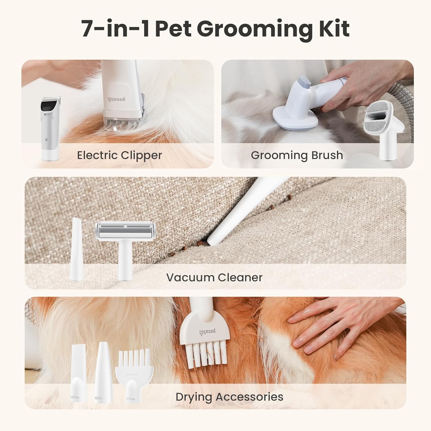 Detalle de Pecute 2-in-1 Staubsauger & Haartrockner Blower für Hunde & Katzen – All-in-One Haustierpflege