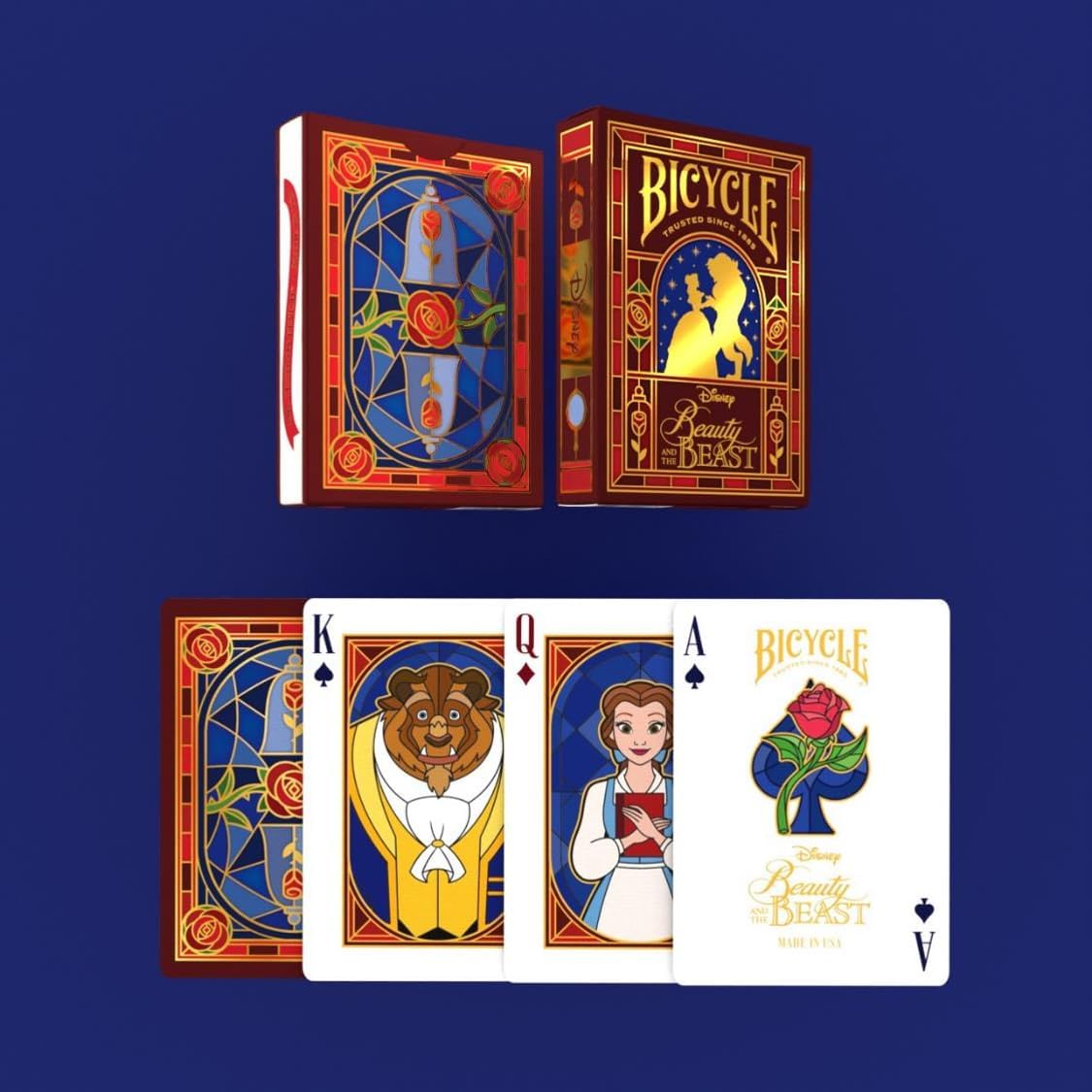 Thumbnail 6 de Bicycle Disney Belle en het Beest-speelkaarten met handgetekende illustraties