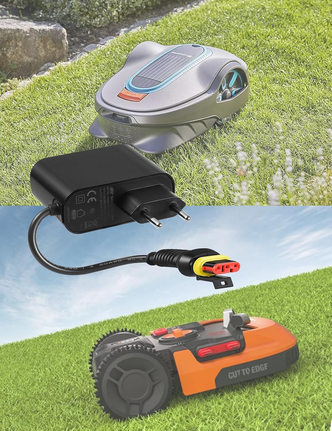 Detalle 2 de TONTON strömadapter för robotgräsklippare, 28 V och 1,3 A, 20 cm