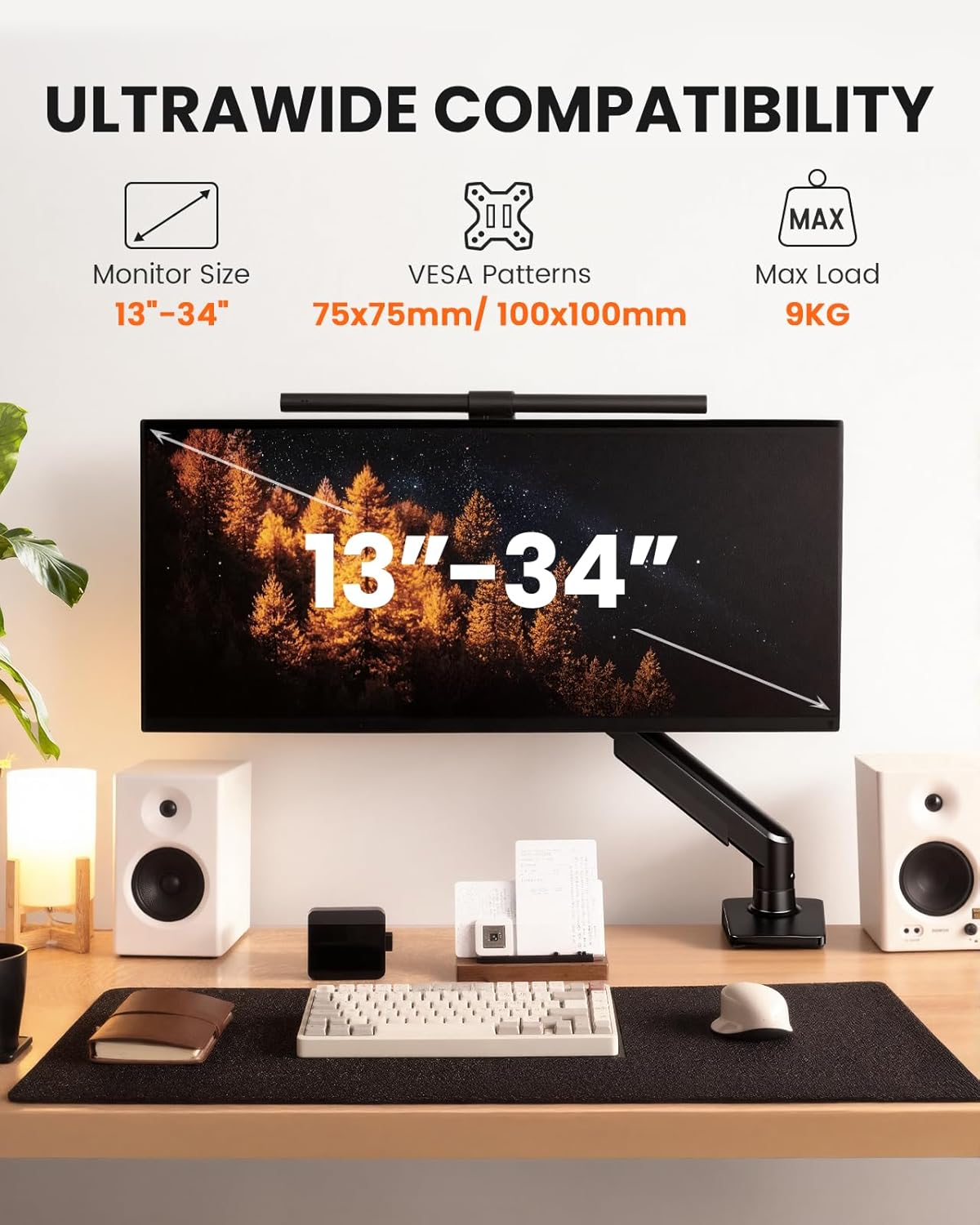 Detalle de ErGear Single Monitor Arm: Fully Adjustable Mount for 13–34 Inch Screens