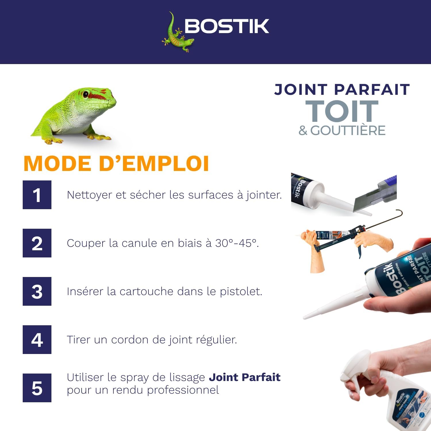 Thumbnail 5 de Bostik Mastic d’Étanchéité Joint Parfait Toit et Gouttière – 290 ml, Gris, Hybride Polymère