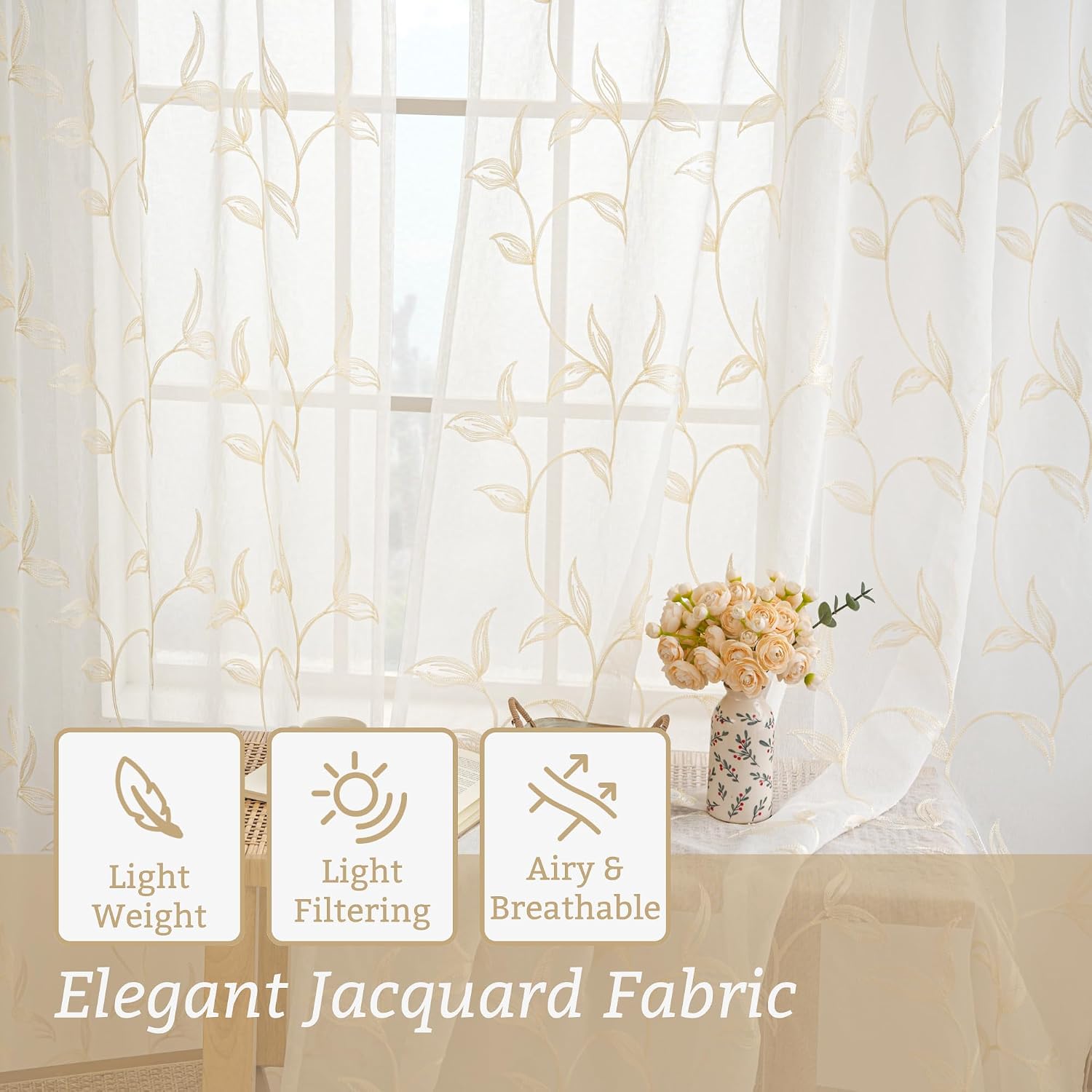 Detalle de VISIONTEX Sheer Curtains 54W x 84L