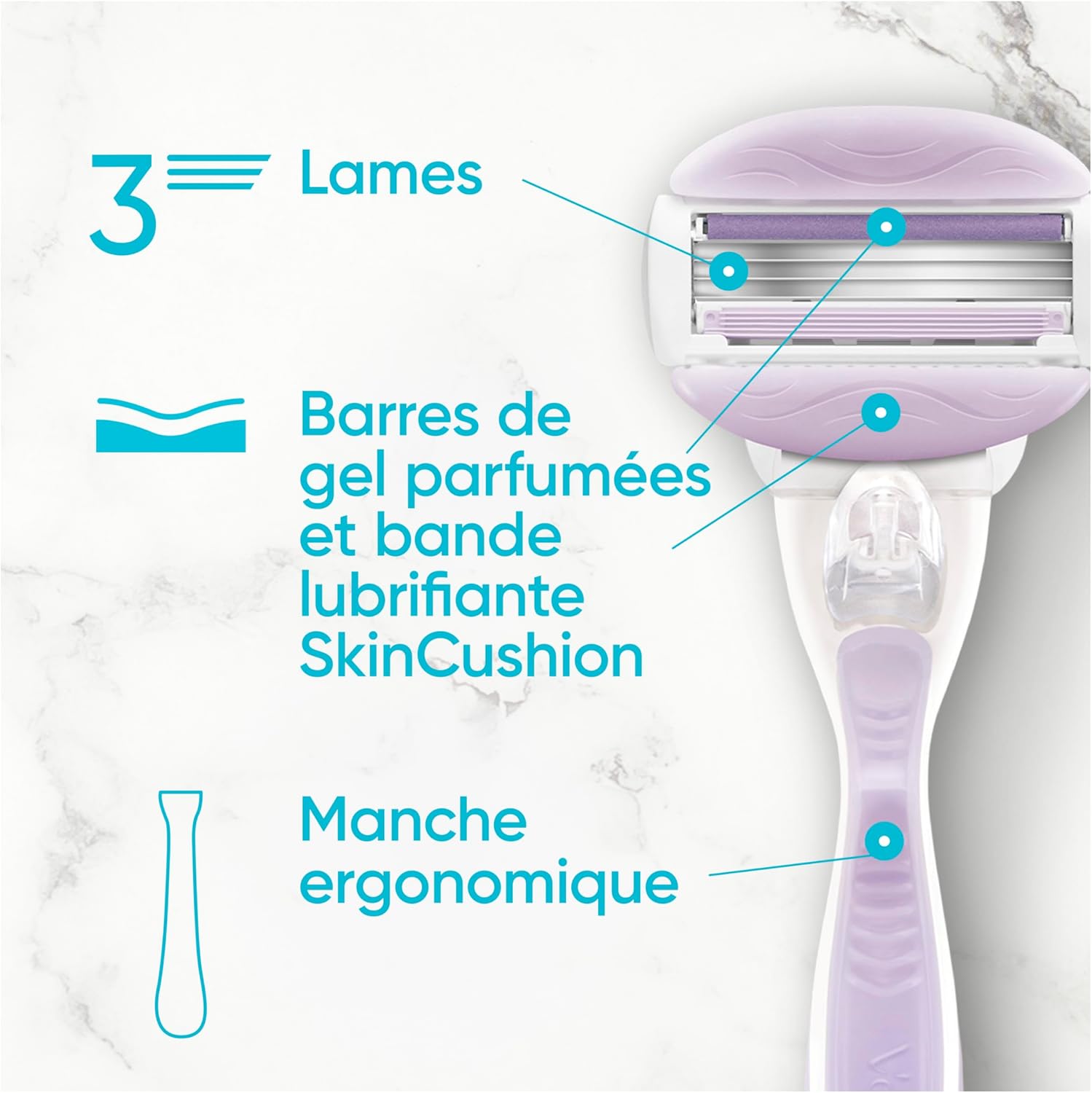 Thumbnail 2 de Gillette Venus Pro ComfortGlide Breeze – Rasoir pour femme avec manche réutilisable et 6 cartouches