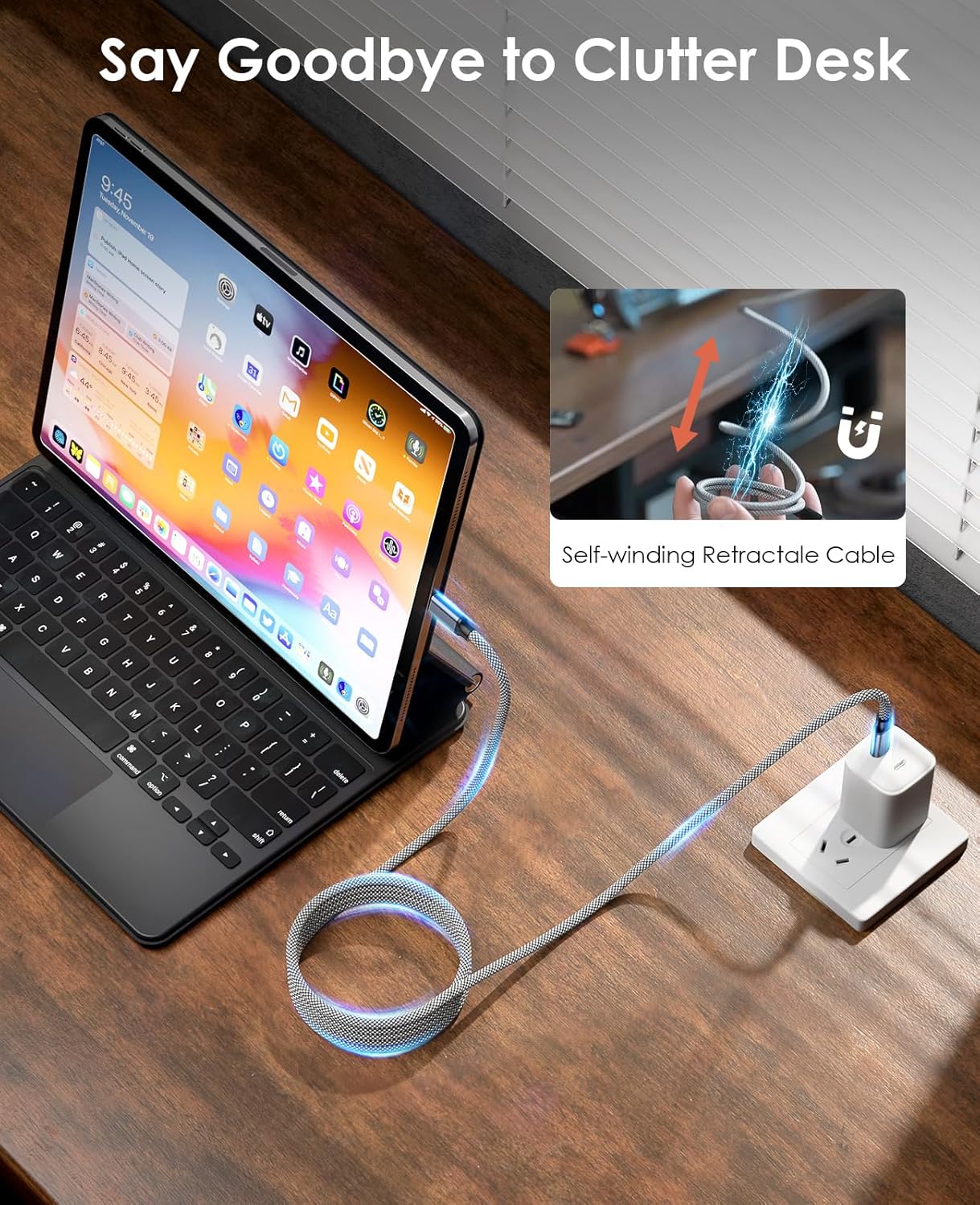 Thumbnail 3 de Magtame USB C Charger Cable 240W (5A) Magnetic USB-C to USB-C Cable – 3.3ft, Nylon Coiled, Blue