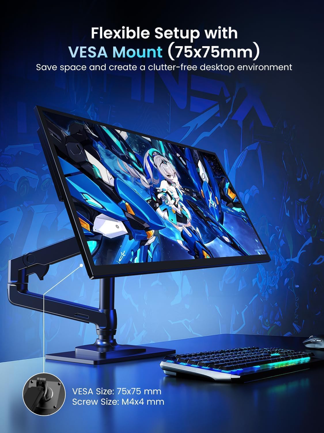 Detalle de UPERFECT 18.5-Inch Portable Monitor with 120Hz FreeSync IPS HDR, 1080p