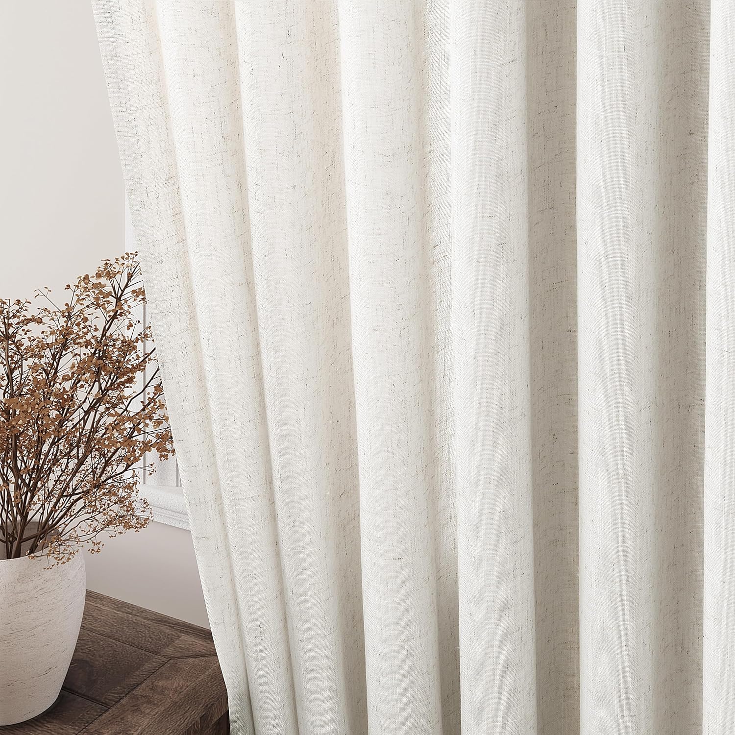 Thumbnail 1 de Cream Linen Back Tab Curtains 84 Inch 📐