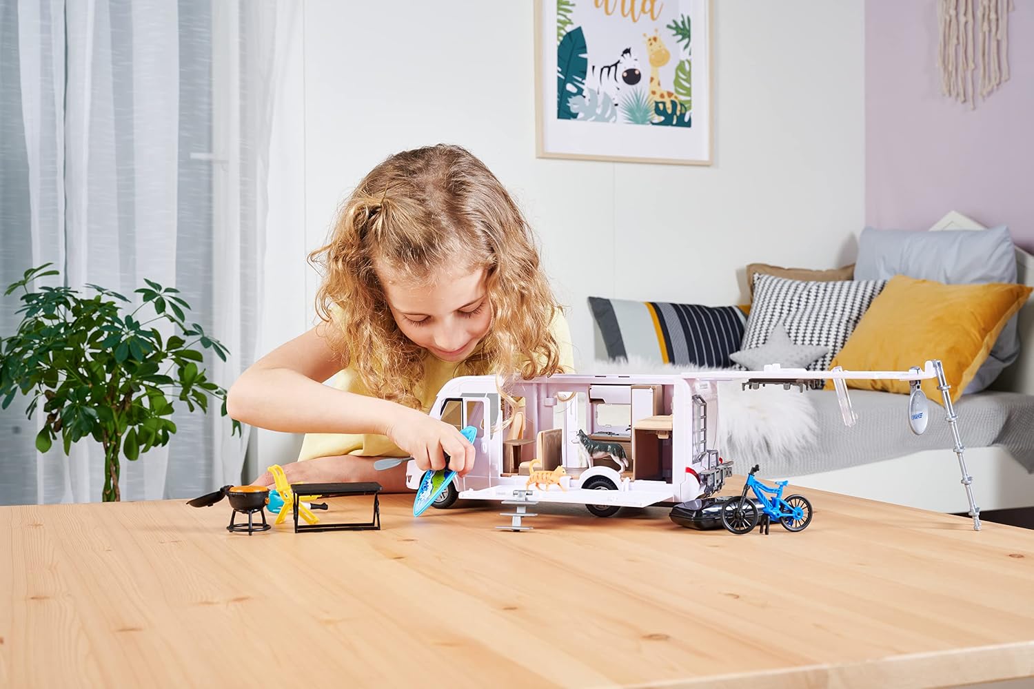 Thumbnail 1 de Dickie Toys Spielzeug Wohnmobil (30 cm) – Aufklappbarer Hymer Camping Van mit Figur und umfangreichem Zubehör