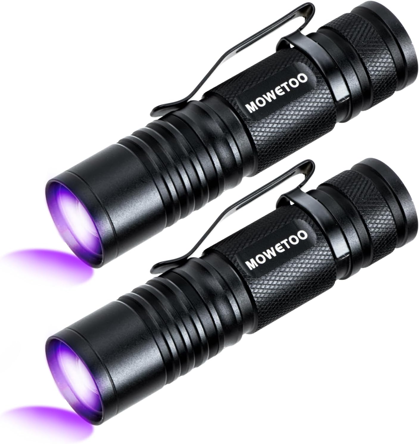 Detalle de Evteck MT01 UV-ficklampa, 2-pack, uppladdningsbar och zoombar 395 nm
