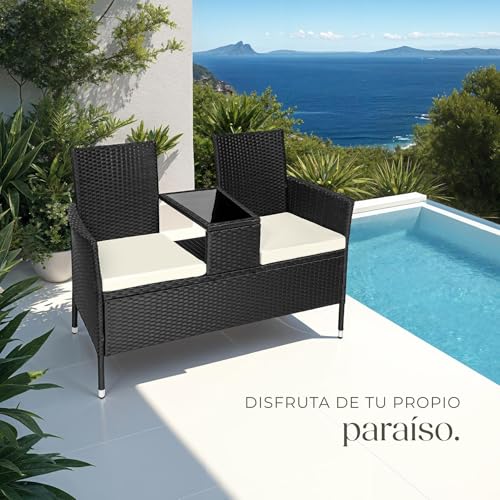 Thumbnail 7 de tectake® Banco de poliratán con cojines 🌿 Muebles de Exterior