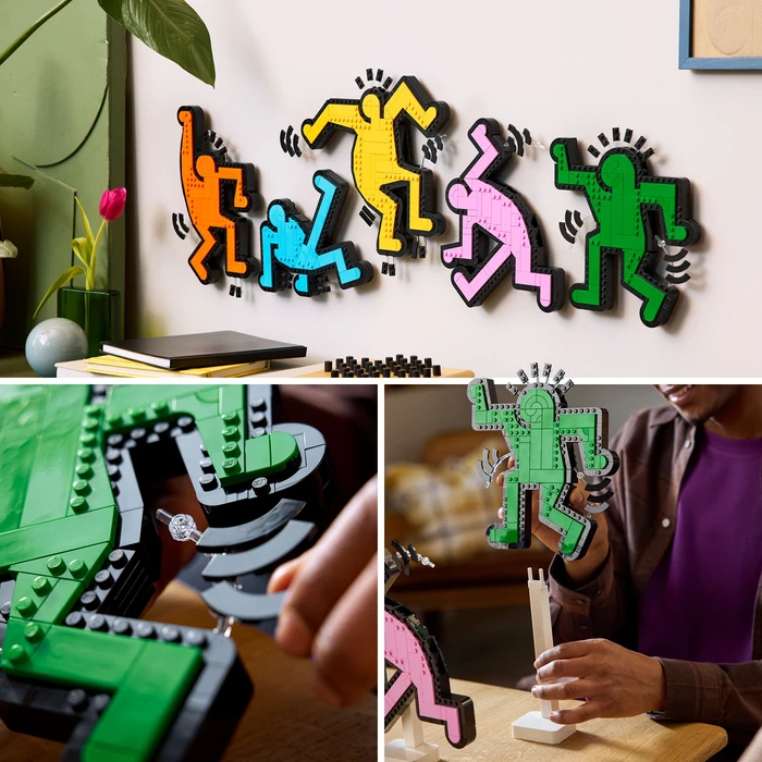 Detalle de LEGO Art Keith Haring Tanzende Figuren 31216 – Pop-Art-Mosaik mit 1.773 Steinen
