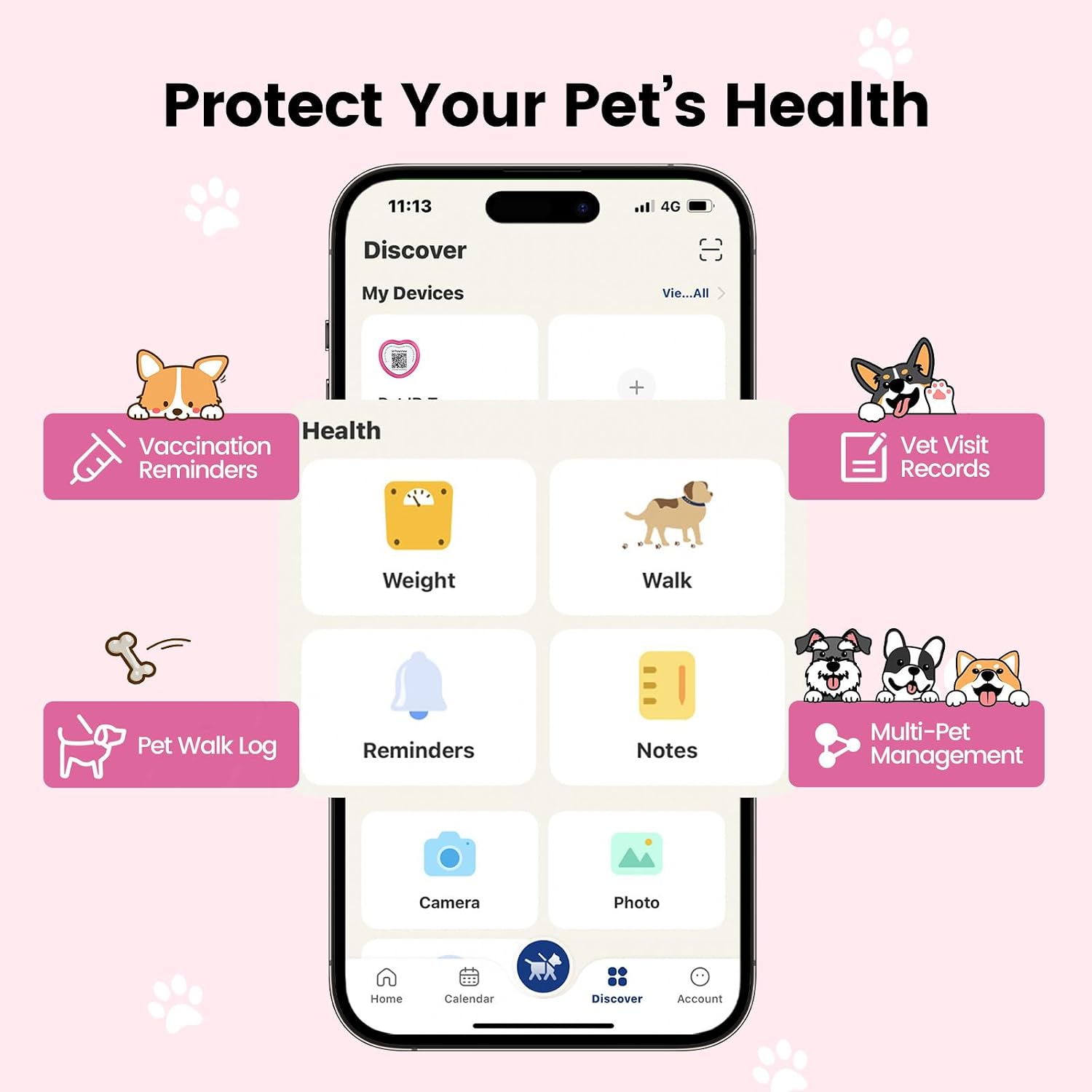 Thumbnail 3 de Pawview NFC & QR Code ID Tag for Pets – Silent Personalized Dog Tag (Pink & Blue)