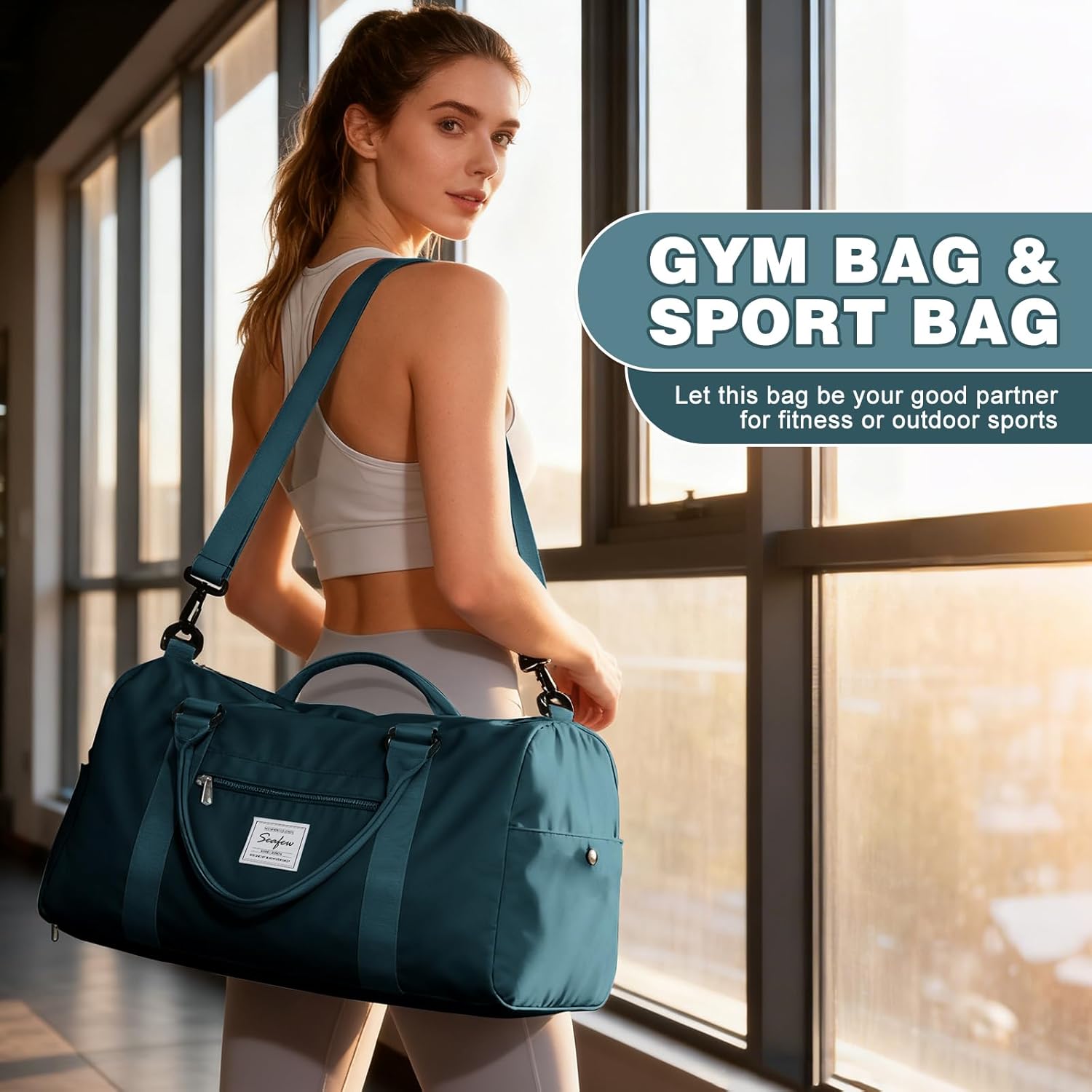 Thumbnail 1 de WEPLAN Sport-Duffelbag mit Schuhfach & Nassfach (A7 Pfauenblau) – Sporttasche für Gym, Training & Reise