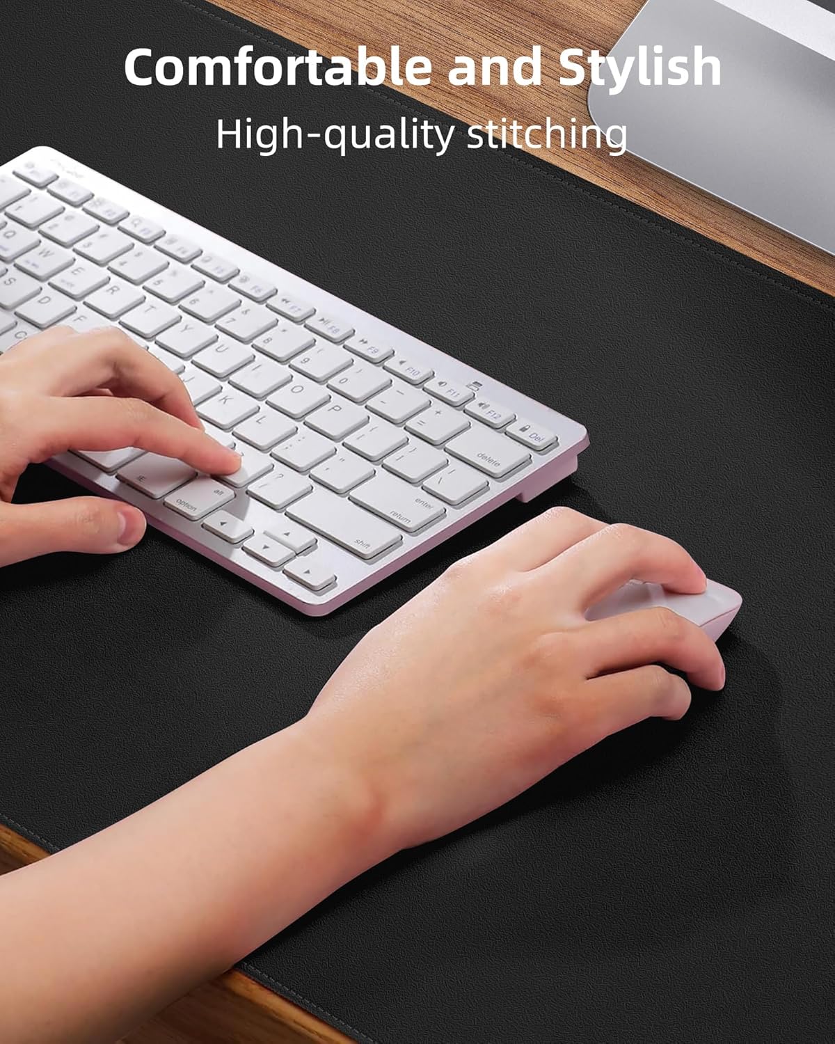 Detalle de AFIING Leather Desk Mat Protector 60x35 cm – Waterproof, Non-Slip PU Leather Desk Pad