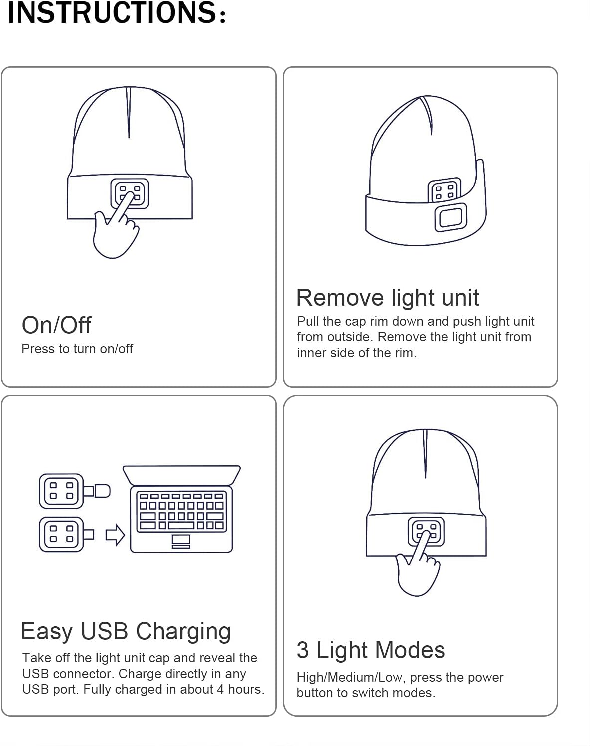 Detalle de YunTuo LED beanie, one size